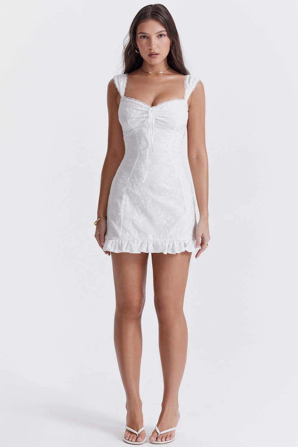white embroidered mini dress