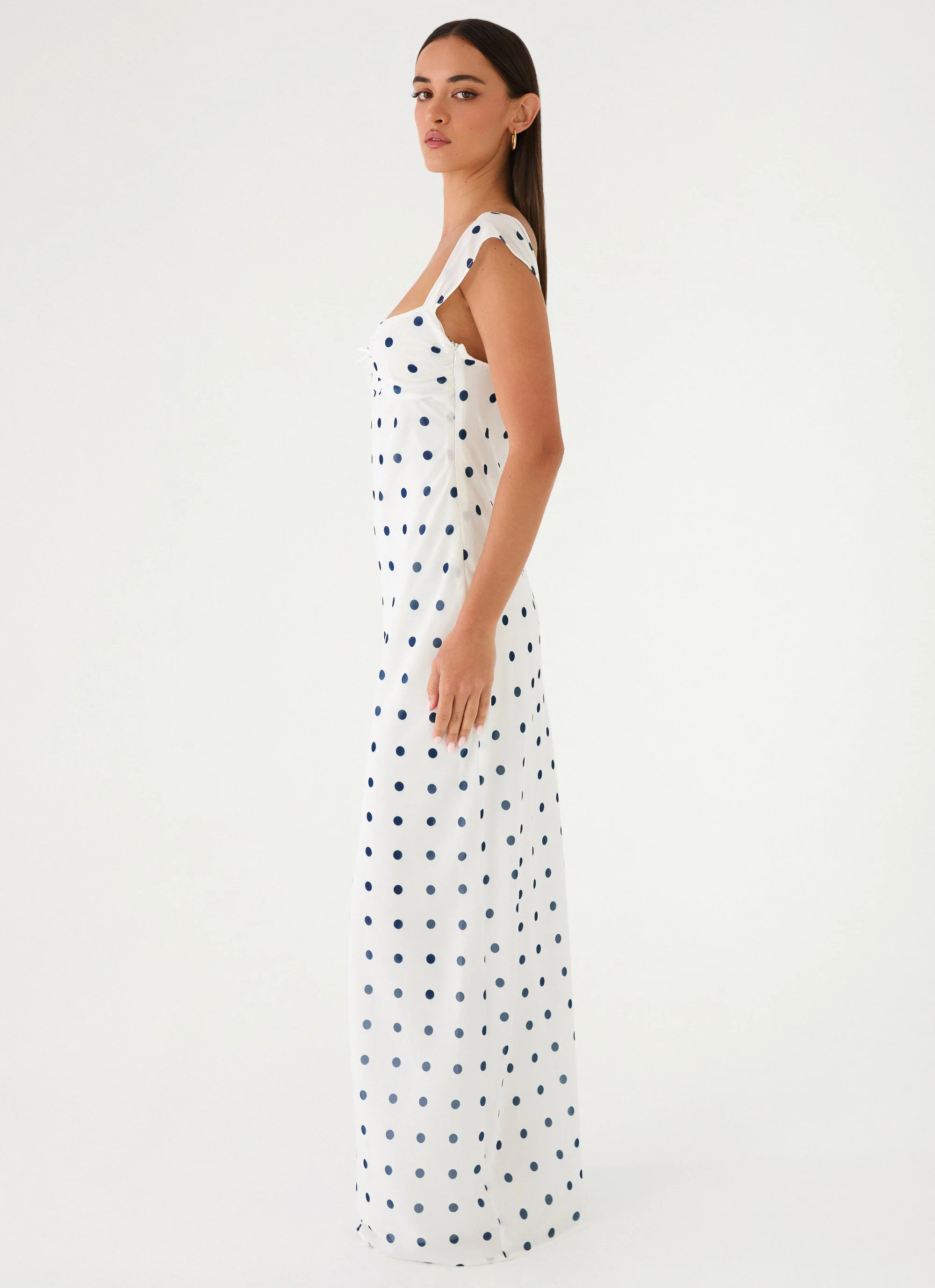 Roma Notte Maxi Dress - Porcelain Blue Polka Dot - luluinthesky