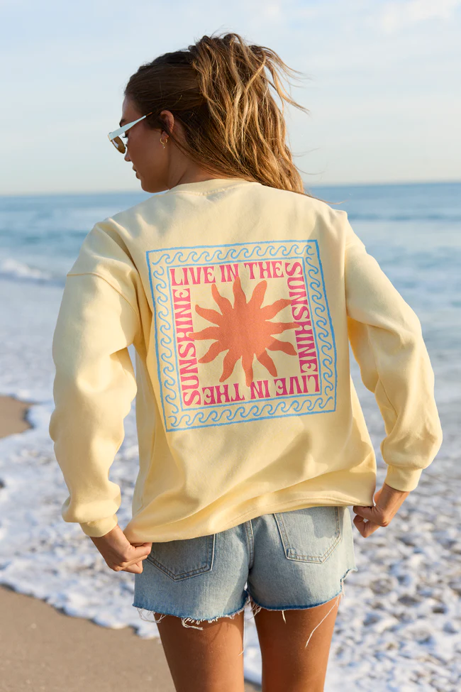 Live In The Sunshine Yellow Graphic Sweatshirt