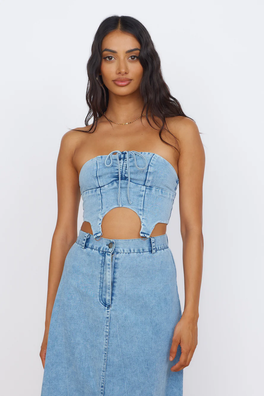 Starlit Symphony Crop Top Denim