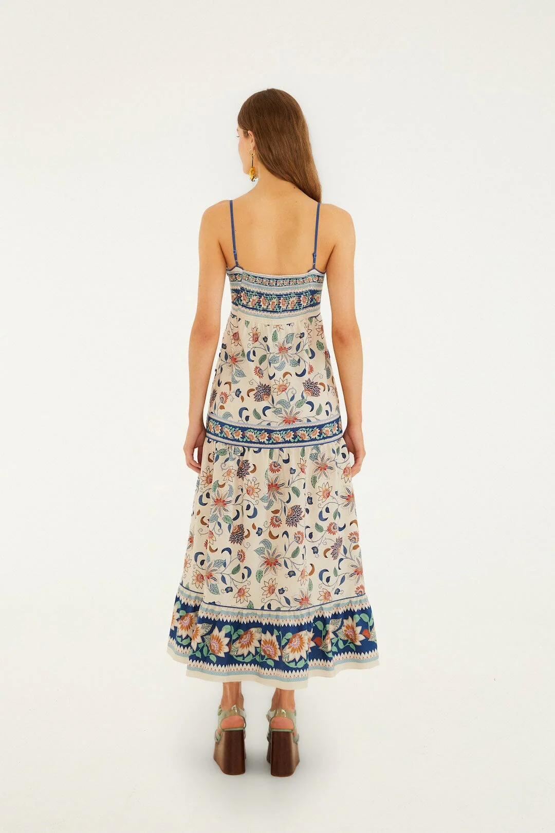 Soft Pink Floral Delhi Tapestry Midi Dress