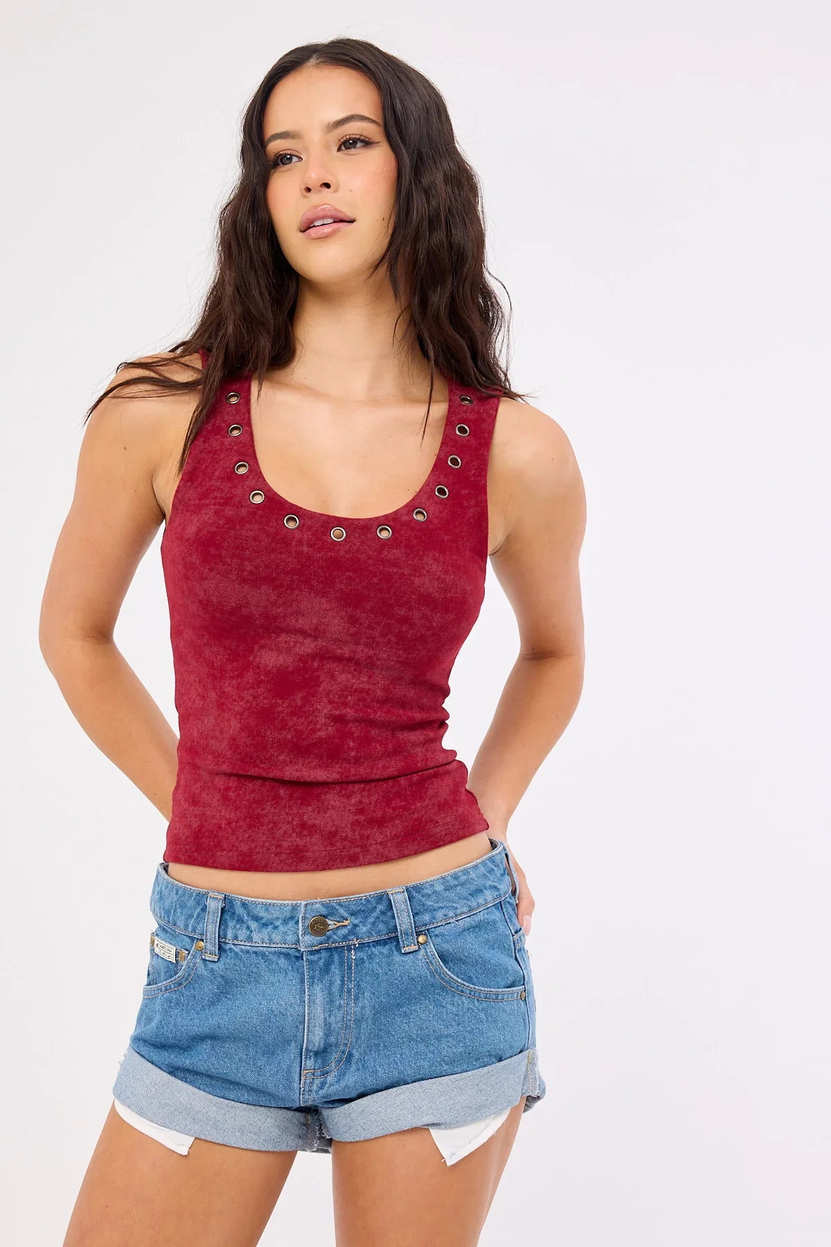 Rusty Pheonix Low Rise Denim Mini Short Middy Blue