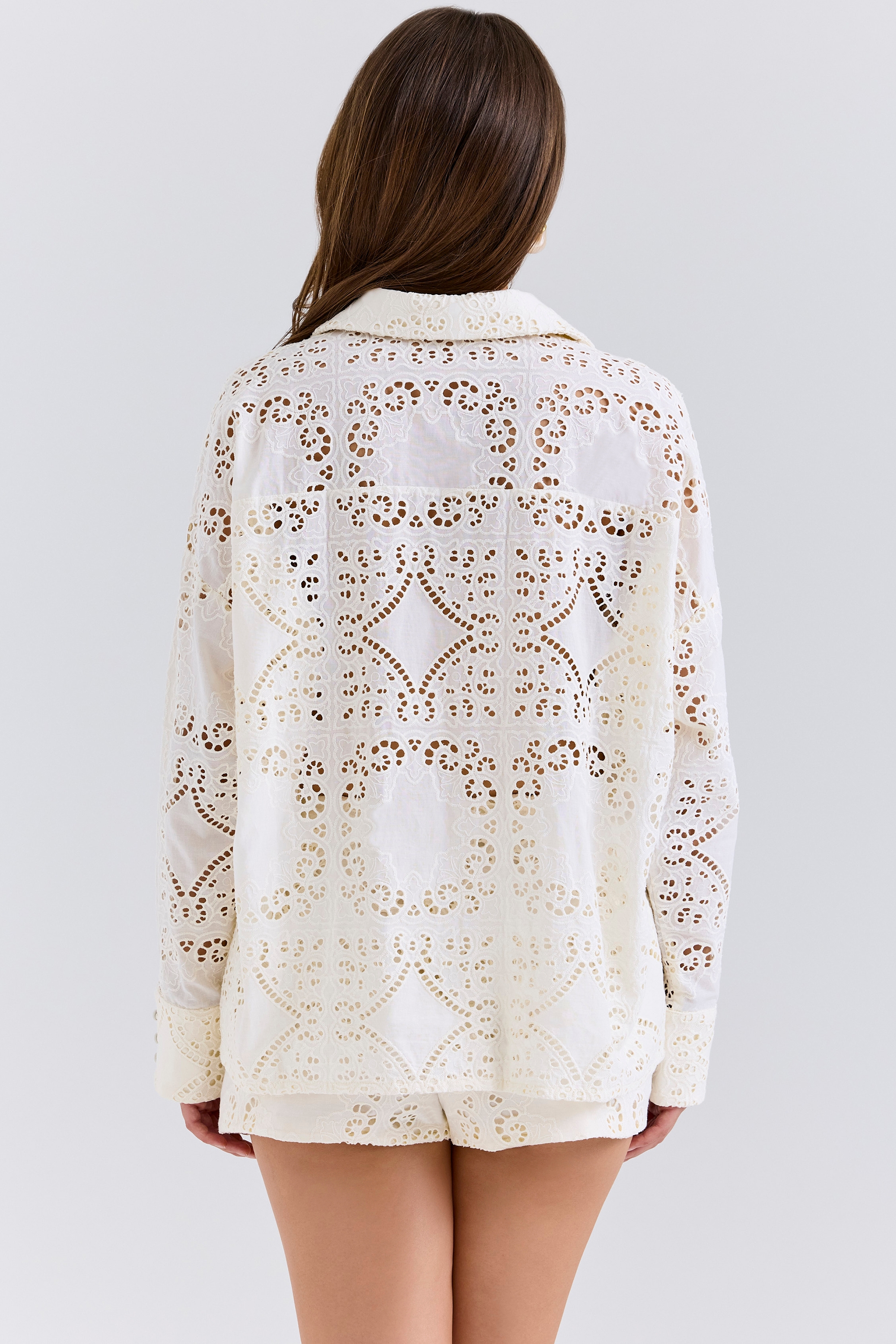 White Cotton Broderie Anglaise Shirt