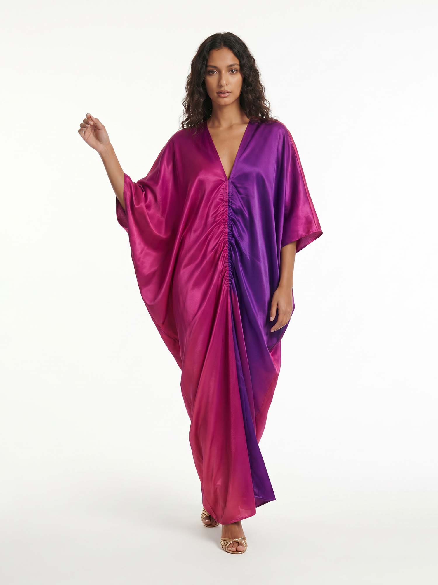 Violet Ombre Drape Maxi Dress