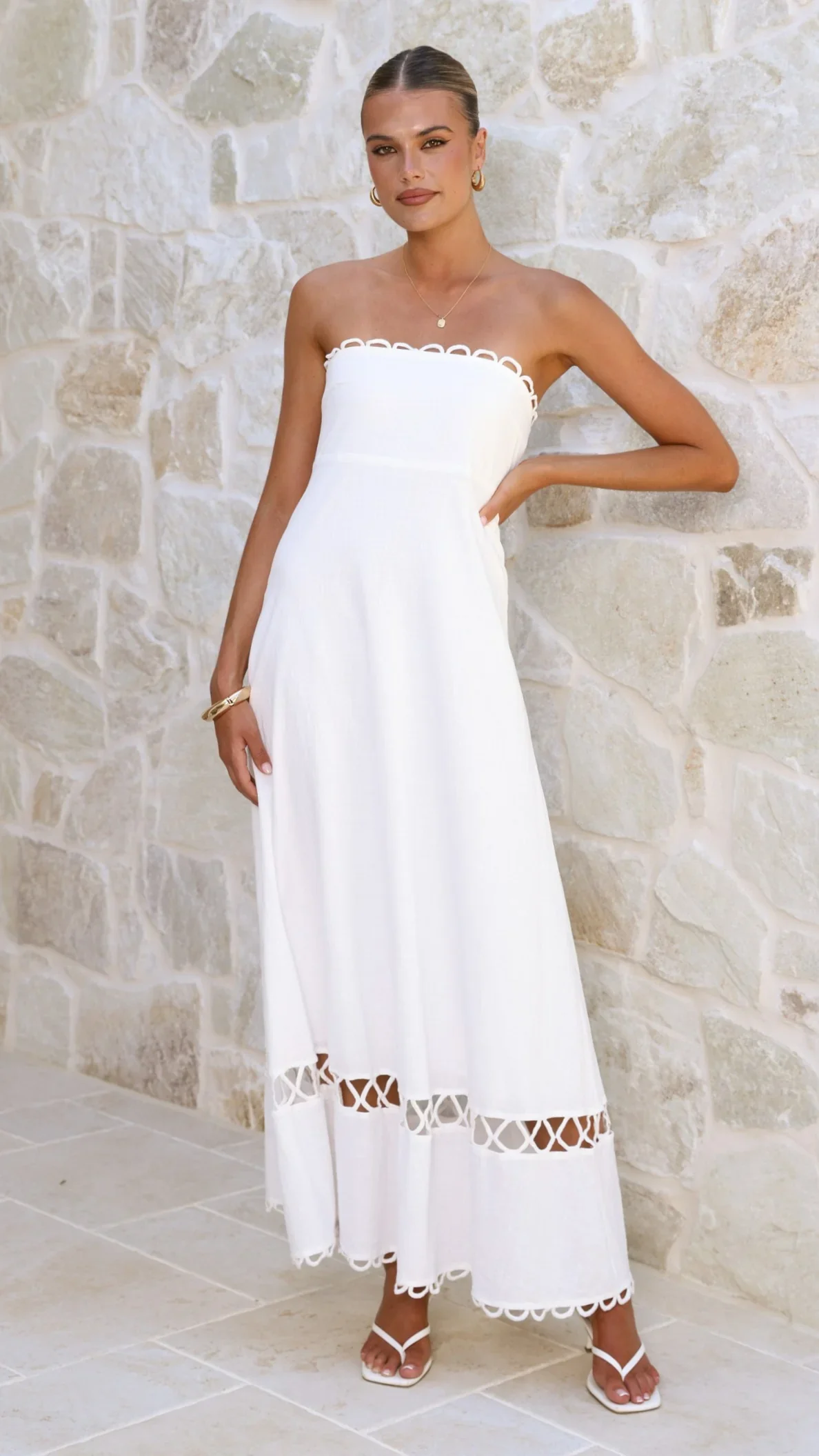 Caressa Maxi Dress - White - luluinthesky