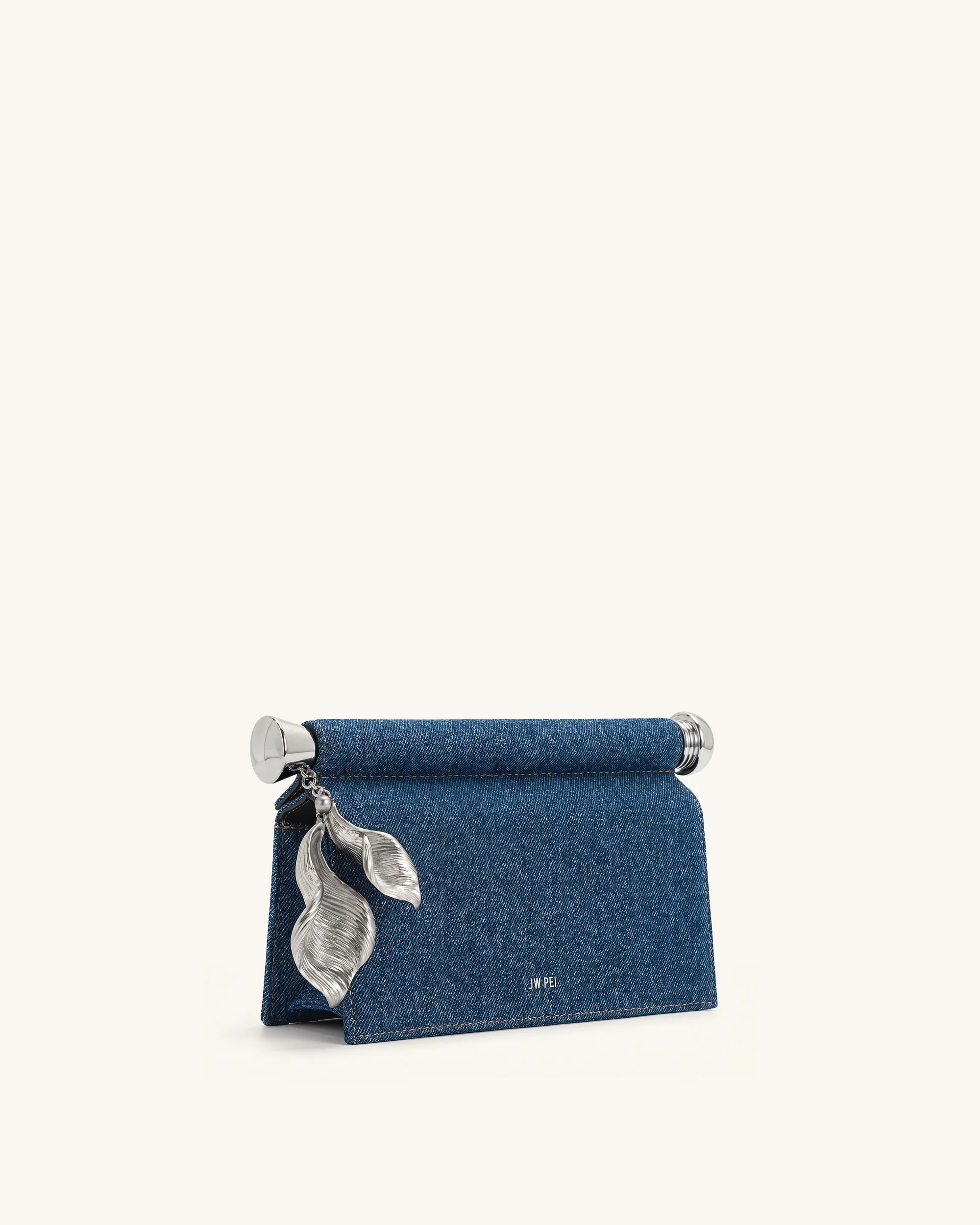 Holly Metal Pendant Embellished Clutch - Blue Denim