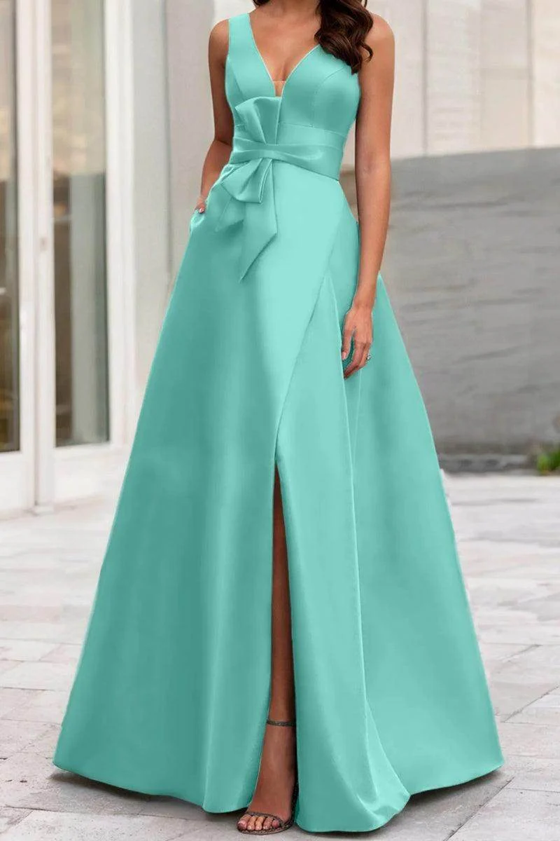 A Line V Neck Sleeveless Mother Of The Bride Dresses CM0341