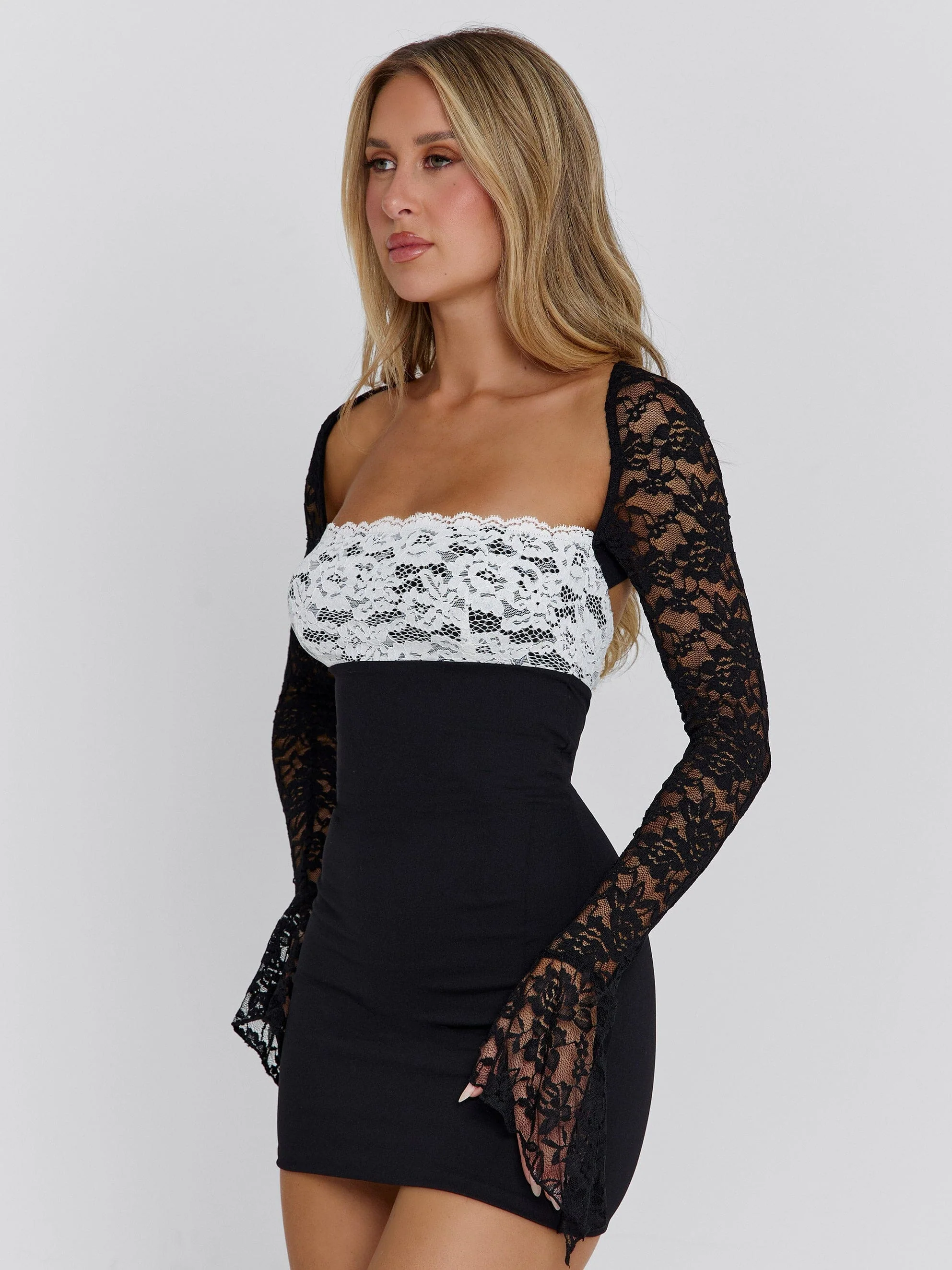 Omera Mini Dress Black White