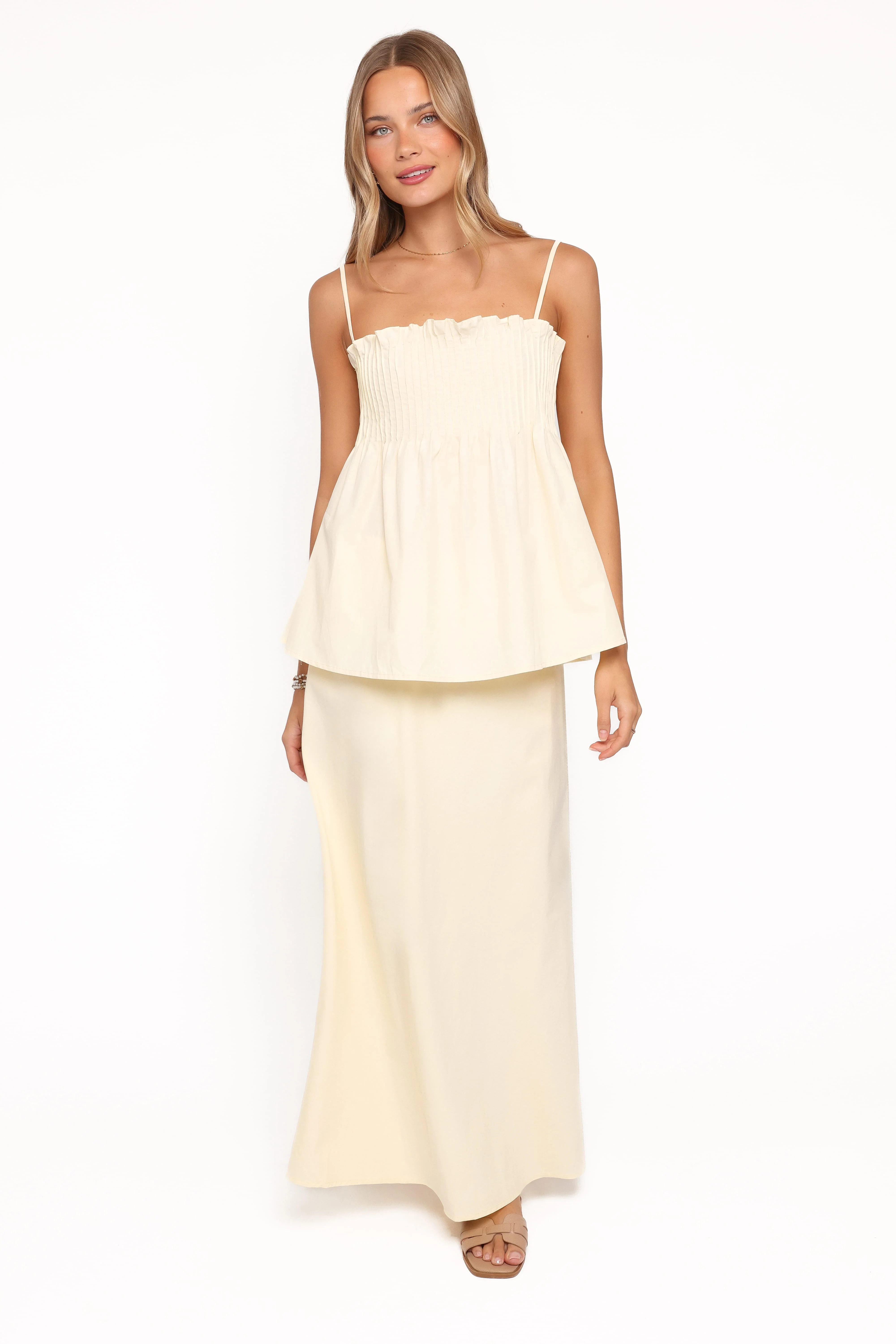 Carson Pleated Top - Butter Yellow