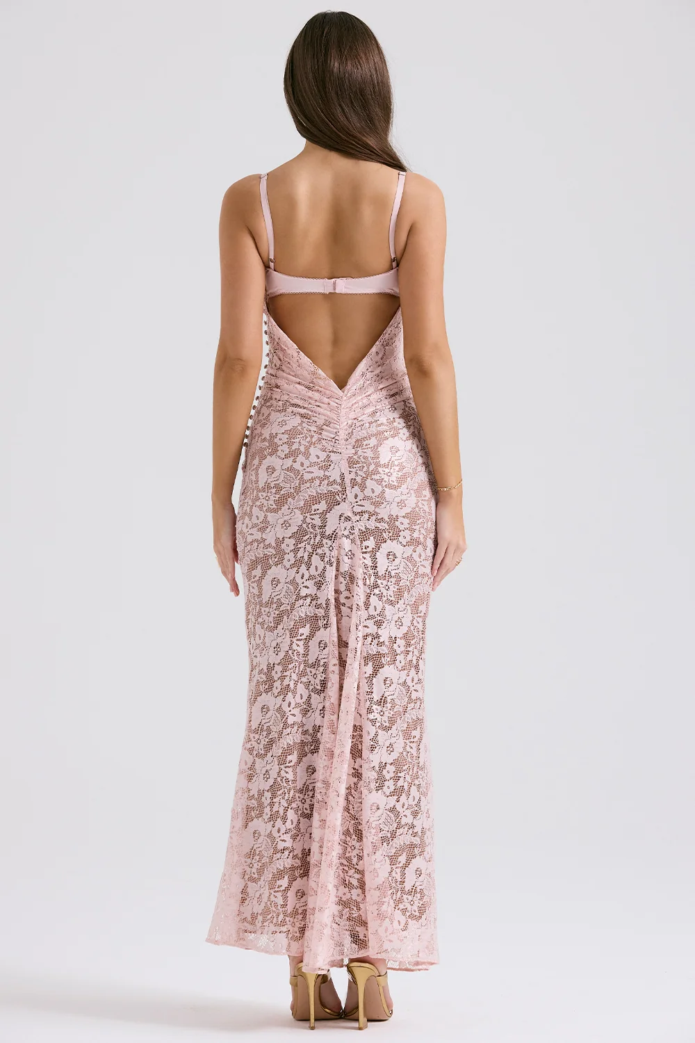 rose pink lace godet gown - luluinthesky