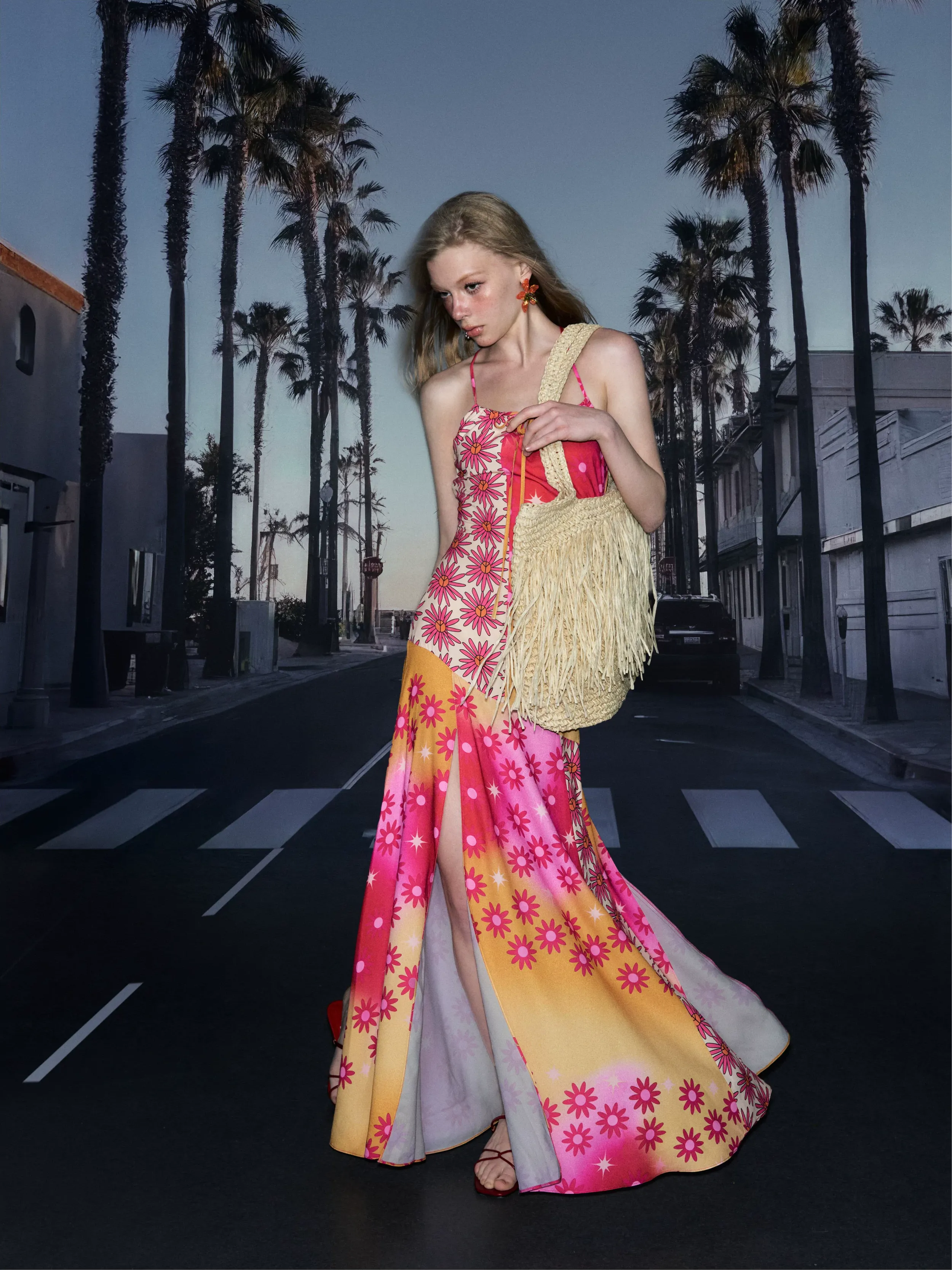 Printed Slit Maxi Dress