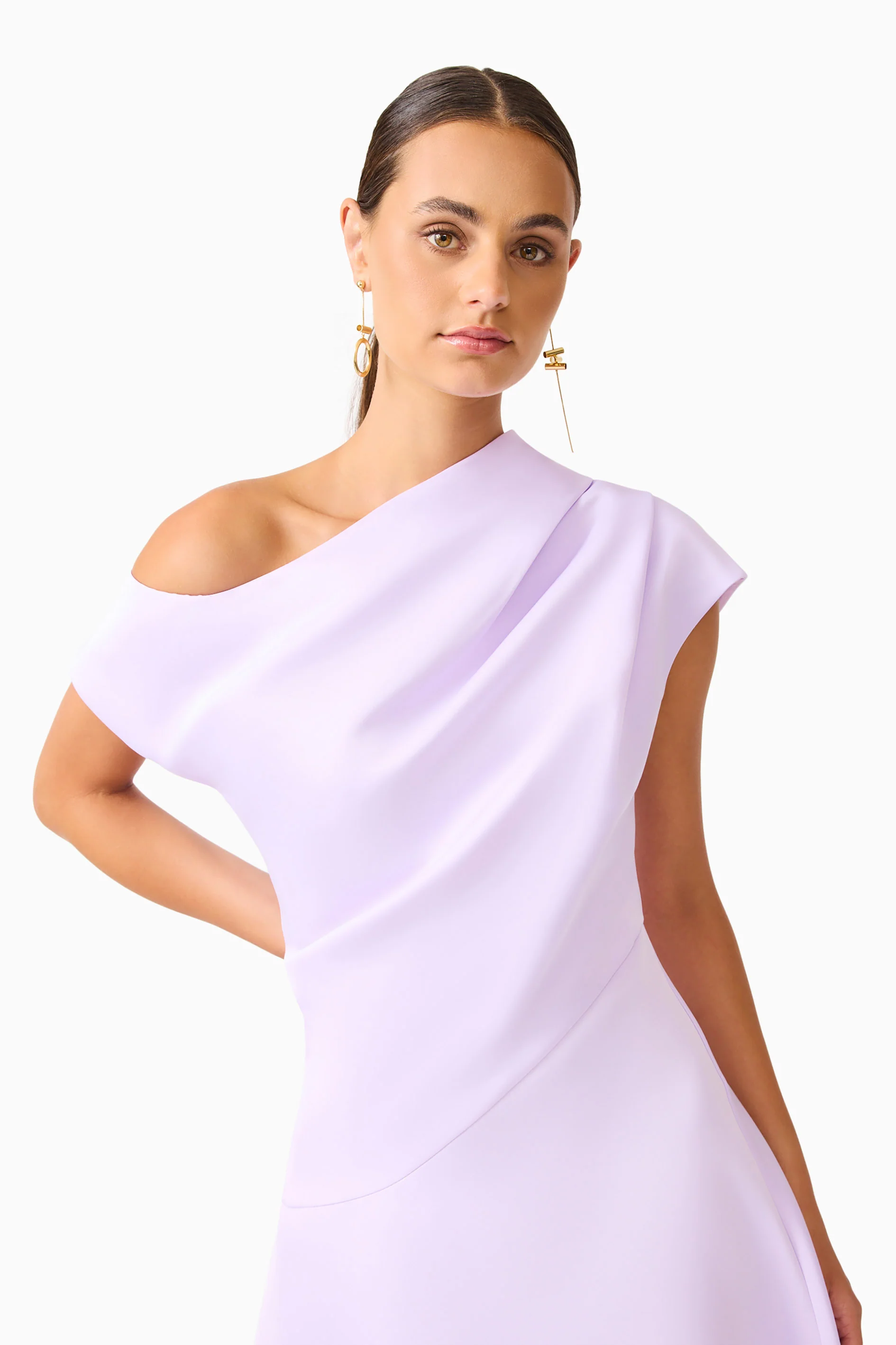Marissa One Shoulder Gown in Purple