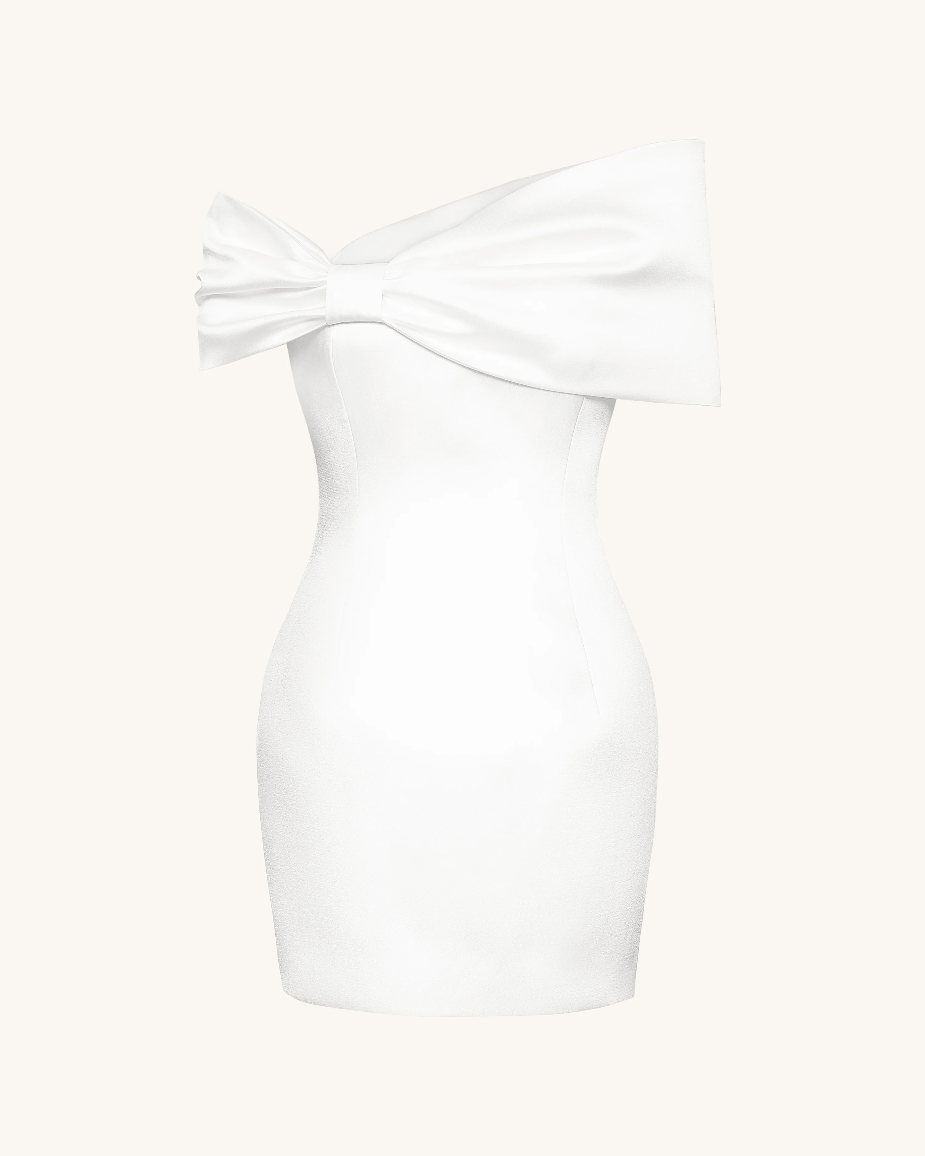 Satin Asymmetric Bow Mini Dress - White - luluinthesky
