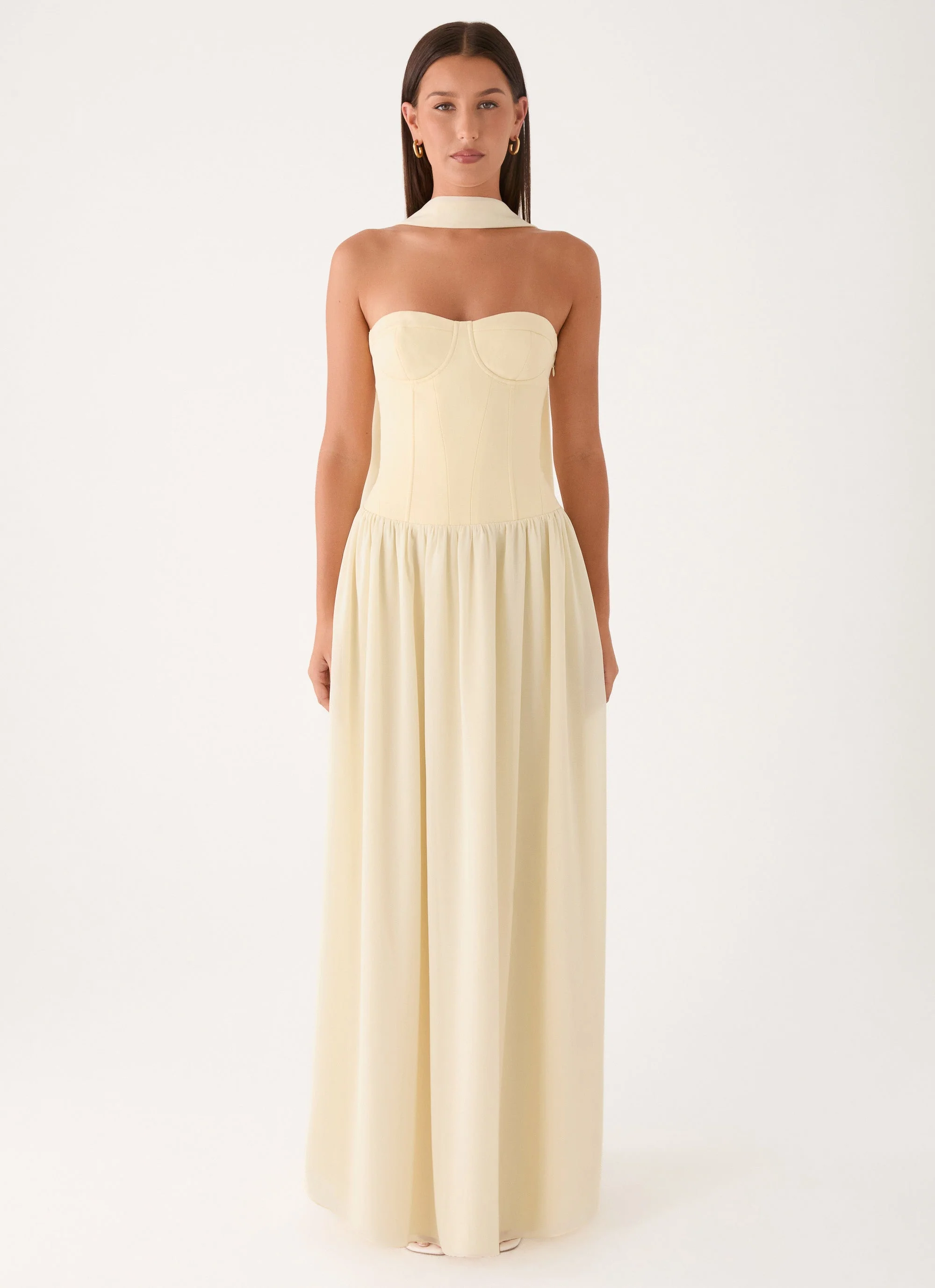 Elianah Scarf Maxi Dress - Yellow - luluinthesky