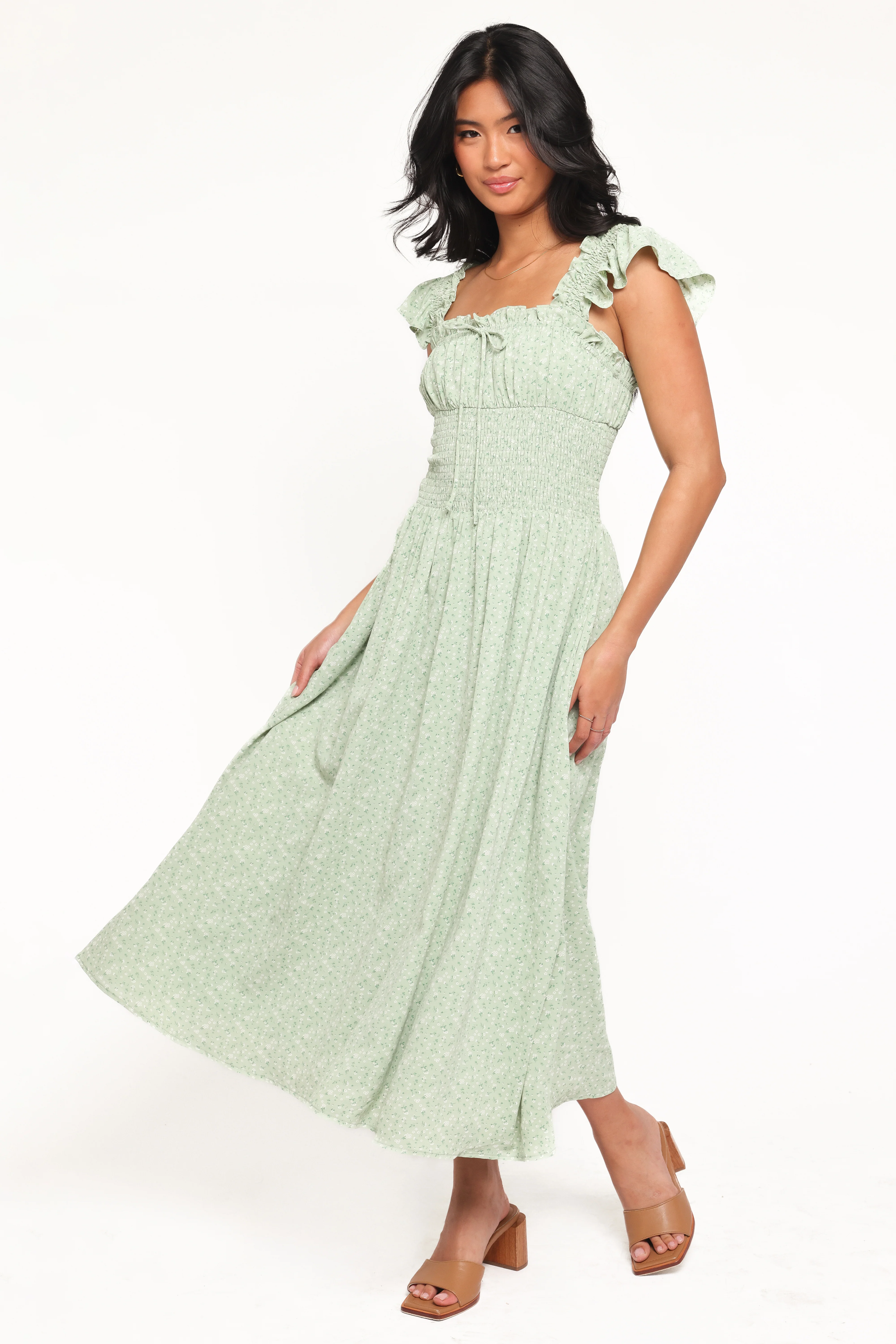 Bronte Midi Dress - Green Floral