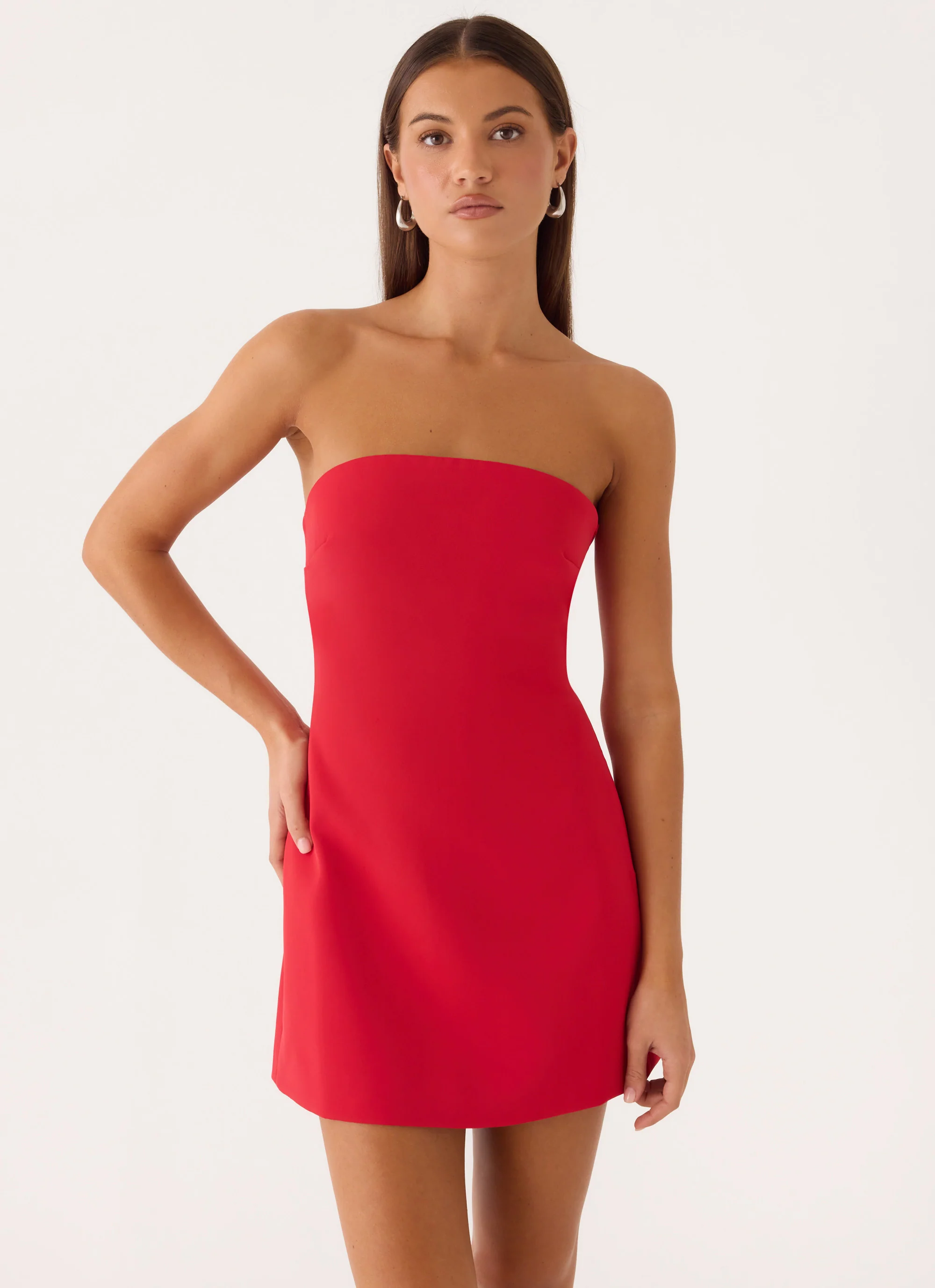 Alyse Strapless Mini Dress - Red - luluinthesky
