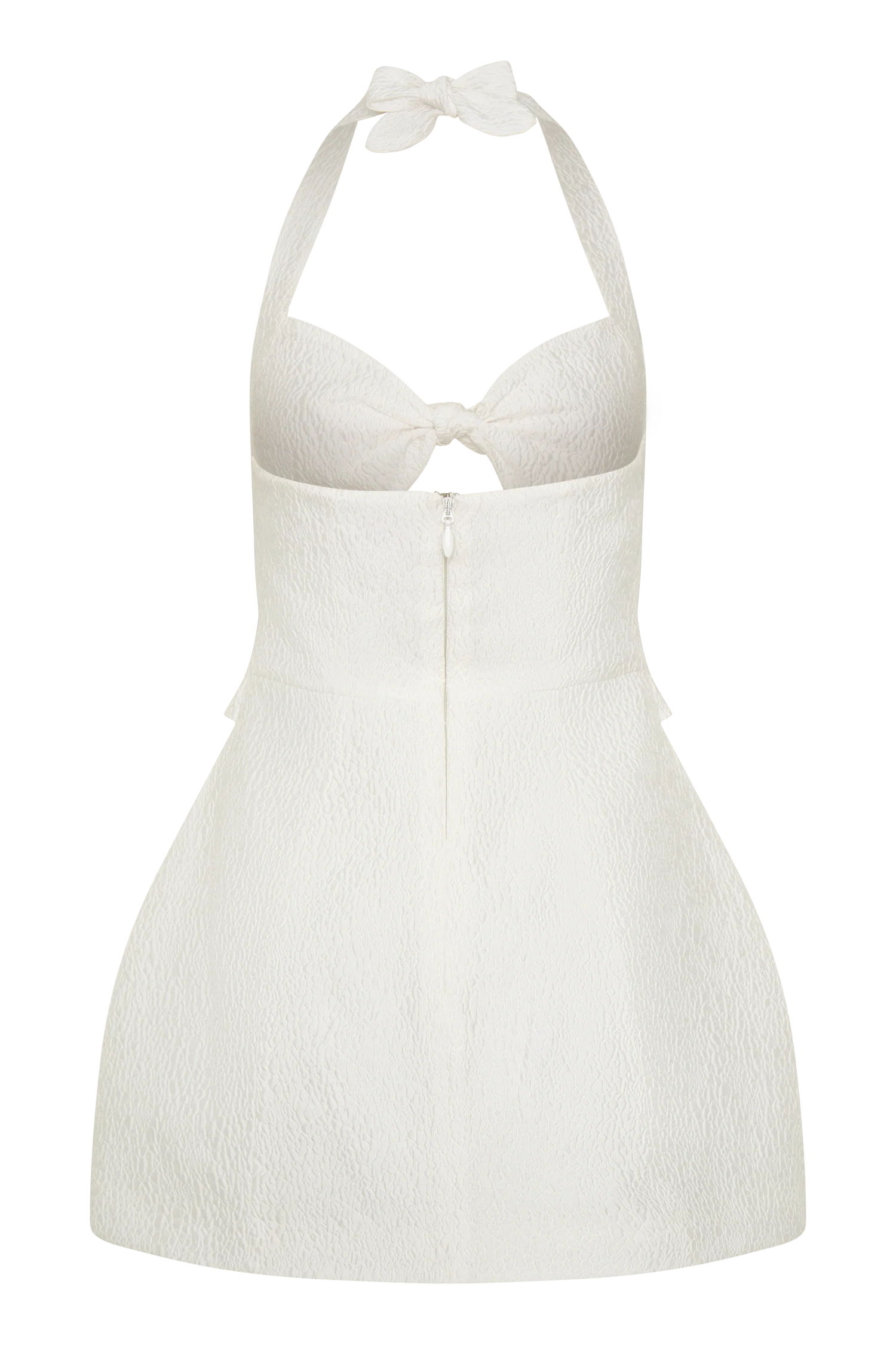 Ella Bow Detail Halter Mini Dress - White
