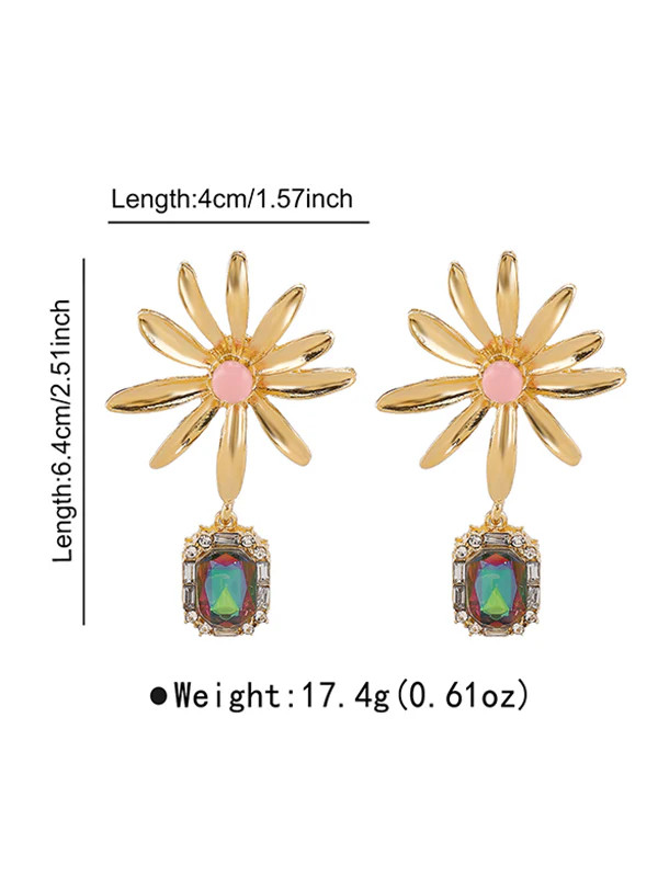 Geometric Rhine Stones Drop Earrings