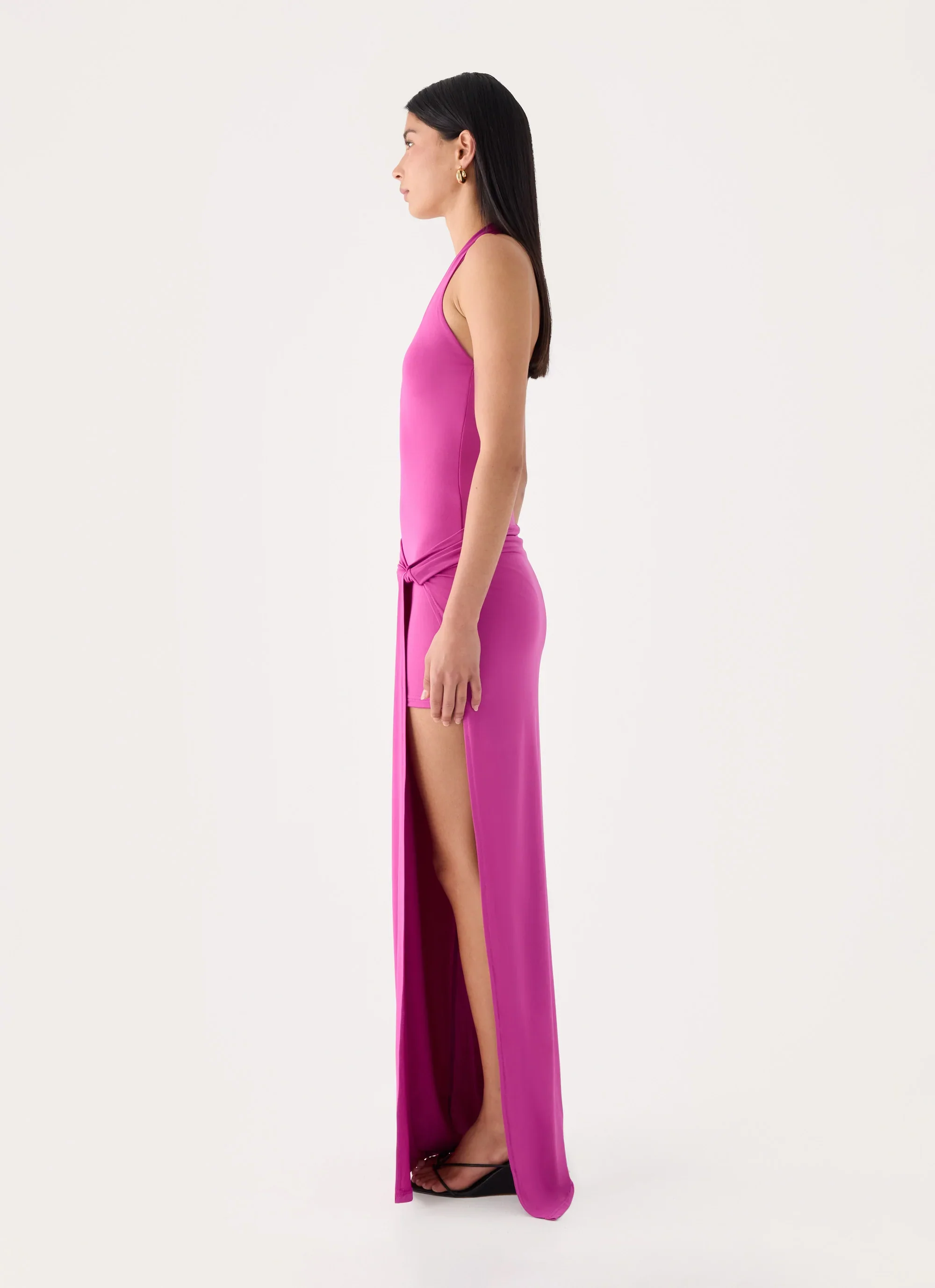 Mokono Halter Wrap Maxi Dress - Mulberry Pink
