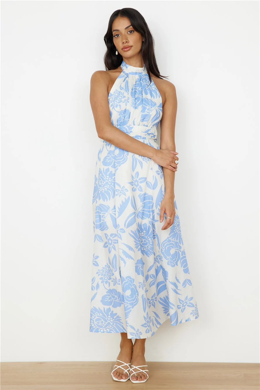 Showing Emotions Halter Maxi Dress Blue