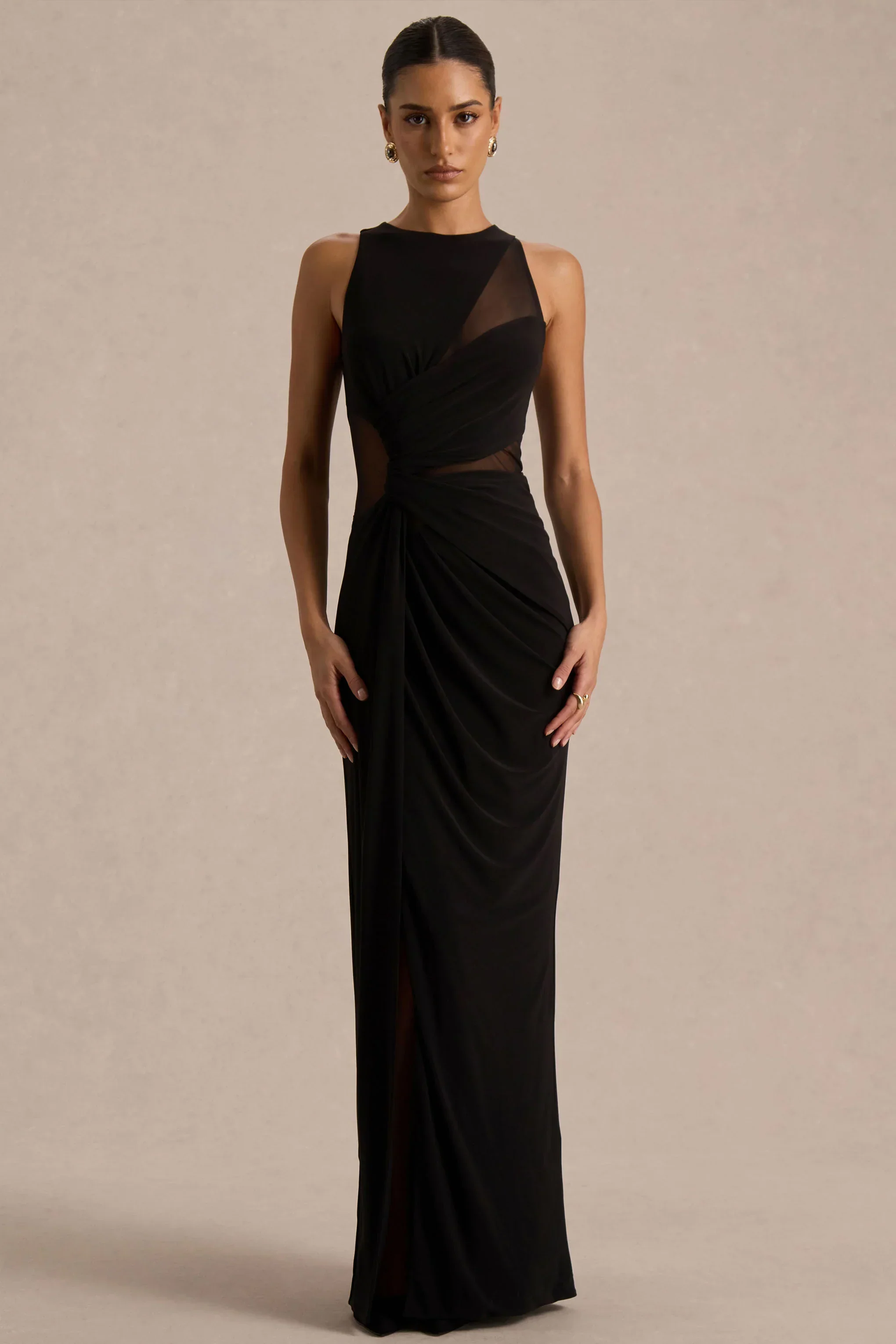 Opaline | Black Crew-Neck Maxi Dress