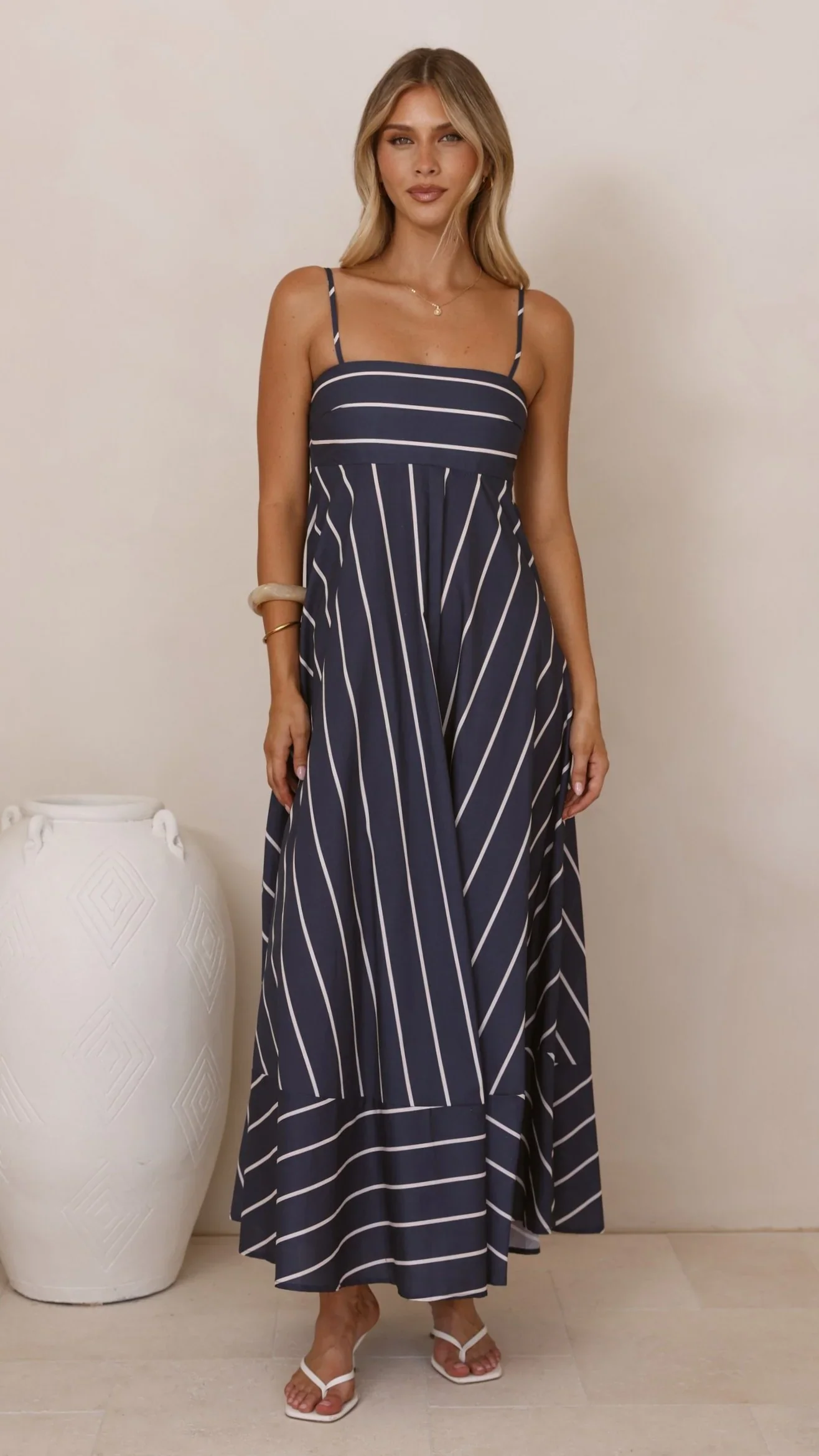 Kaethe Maxi Dress - Navy/White Stripe