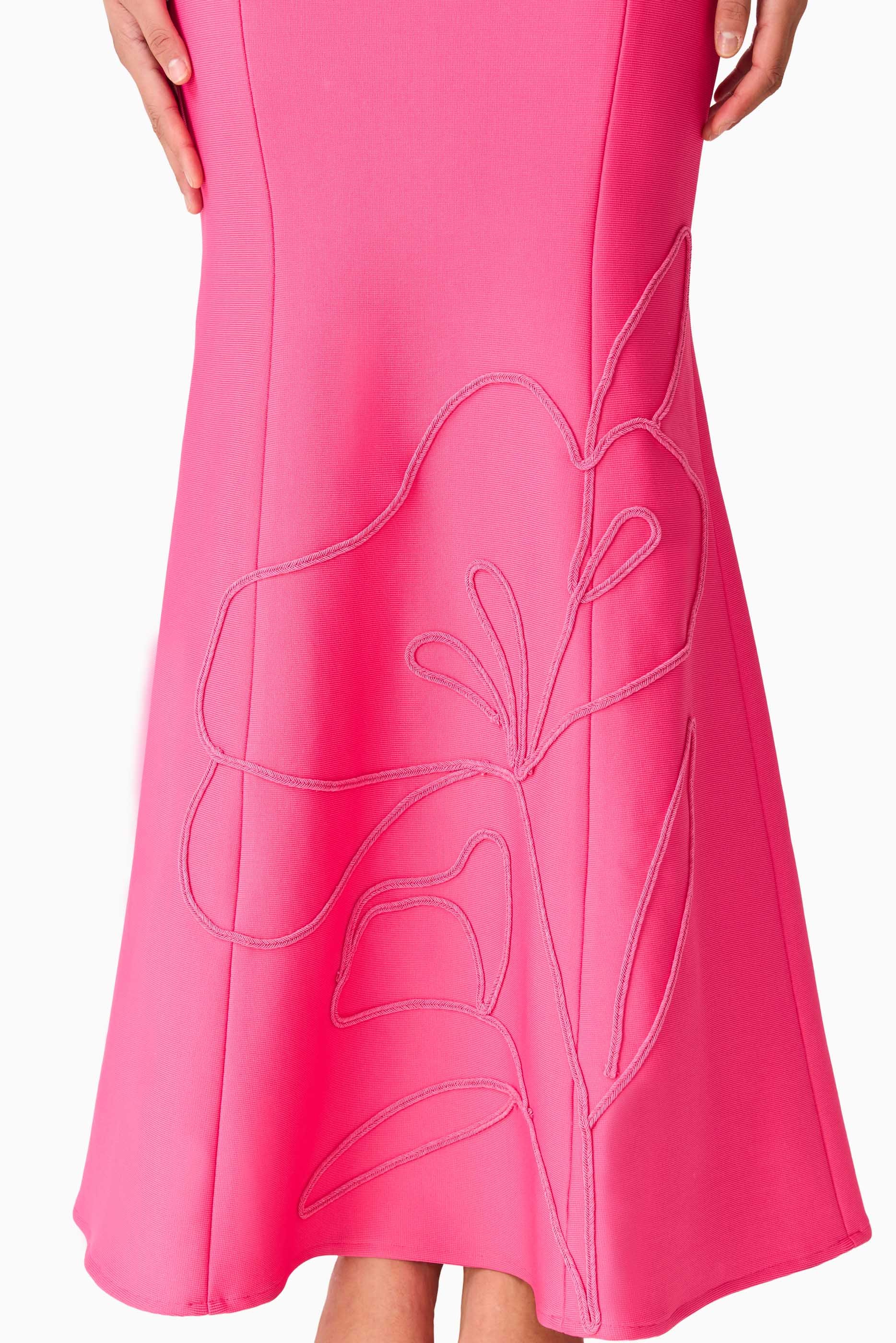 Opline One Shoulder Gown in Hot Pink
