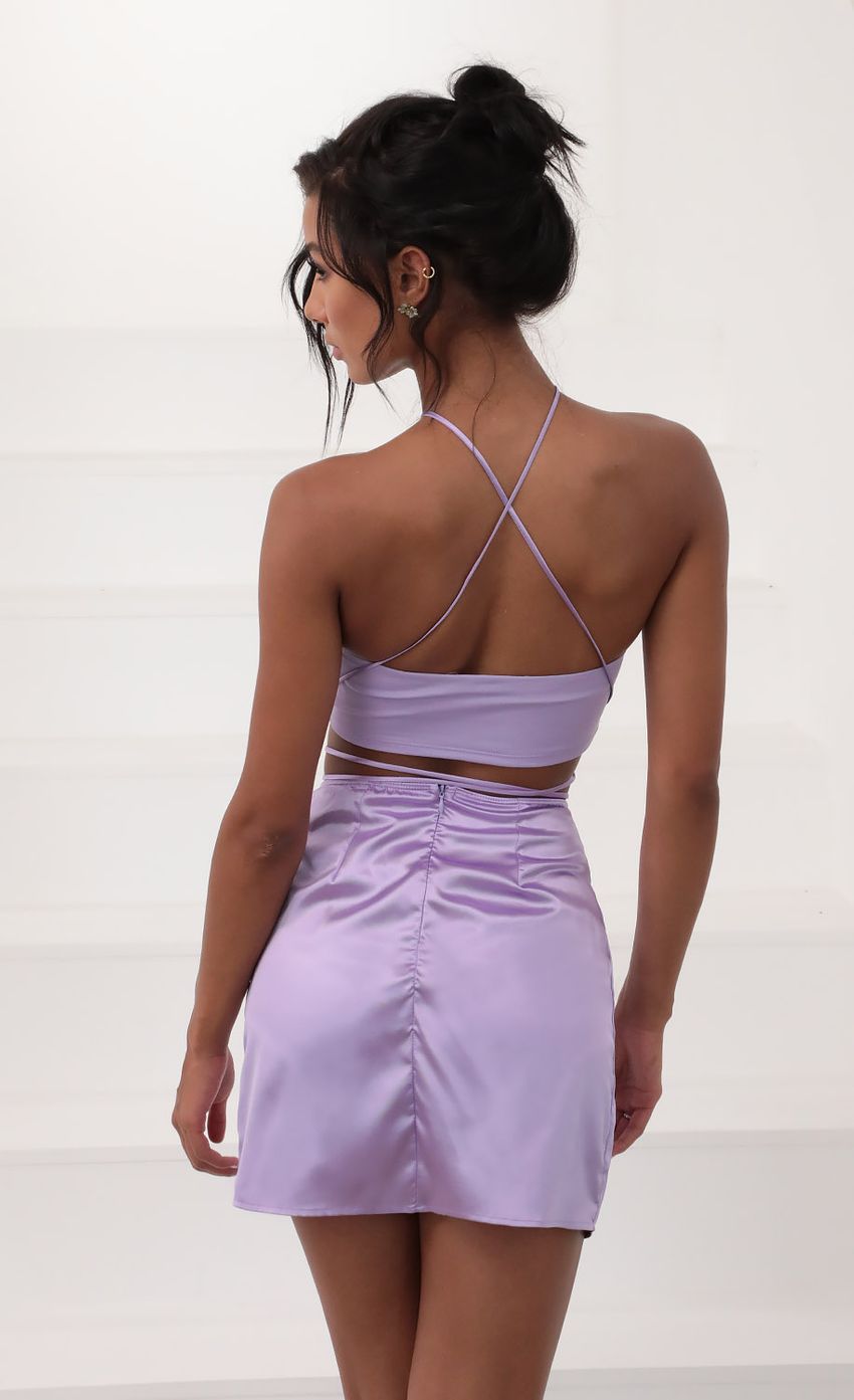 Leopard Satin Set in Lilac