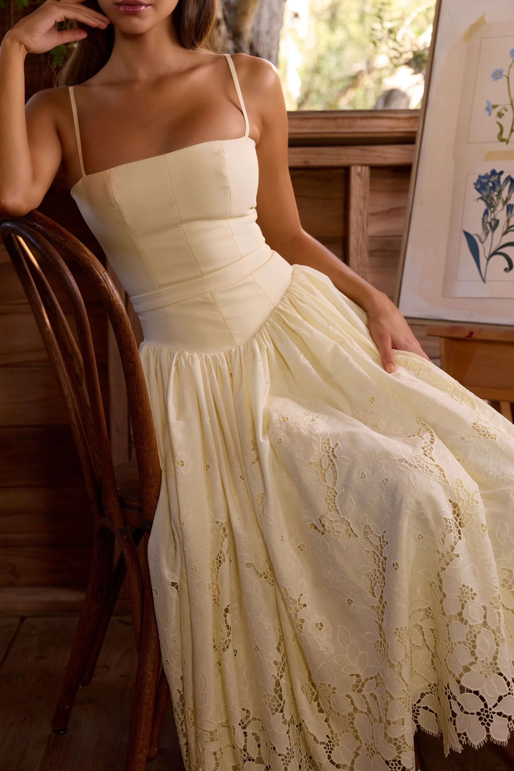 lemon custom lace + broderie anglaise midi sundress - luluinthesky