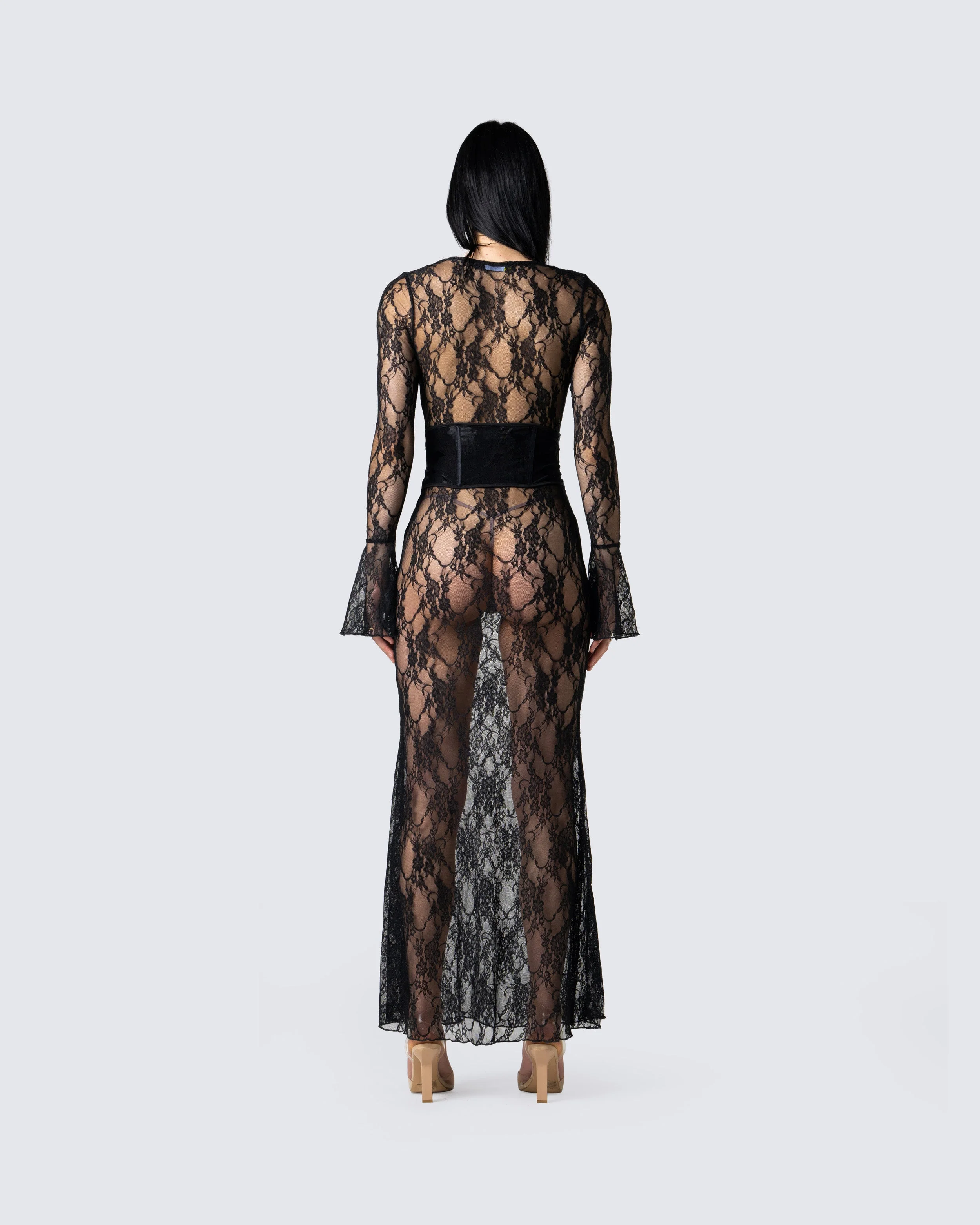 Lilith Black Lace Maxi Dress