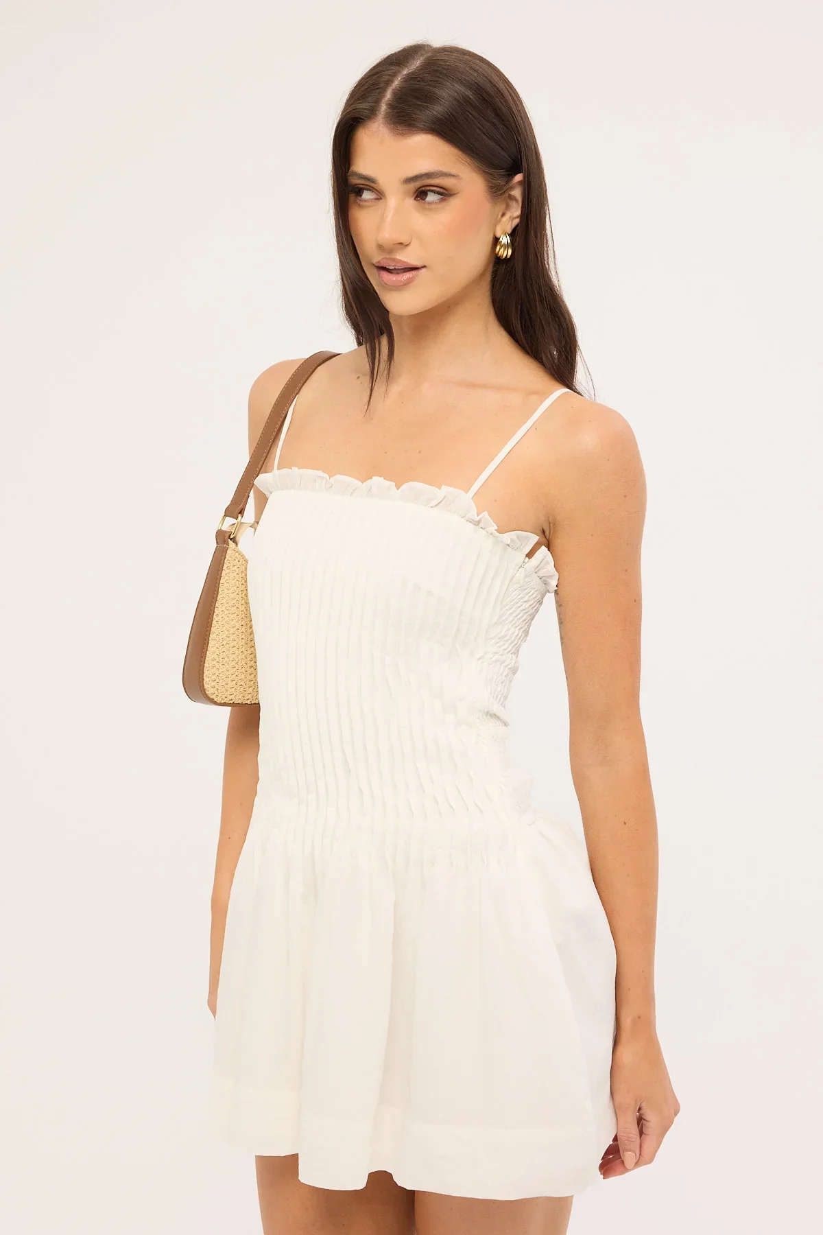 Perfect Stranger Cameron Pintuck Mini Dress White
