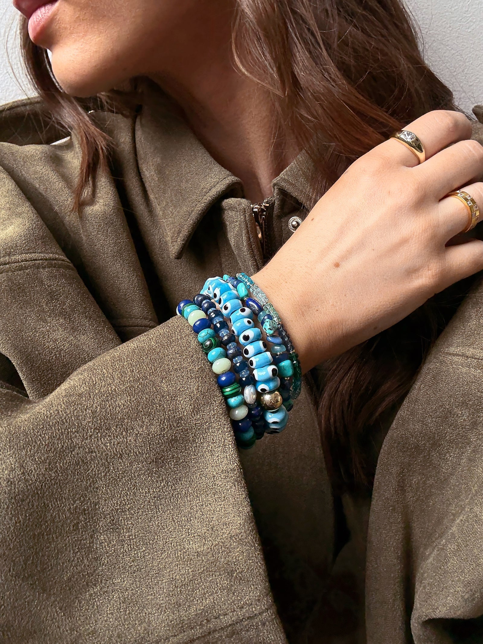 Darcy Semi-Precious Beaded Bracelet Set - Blue