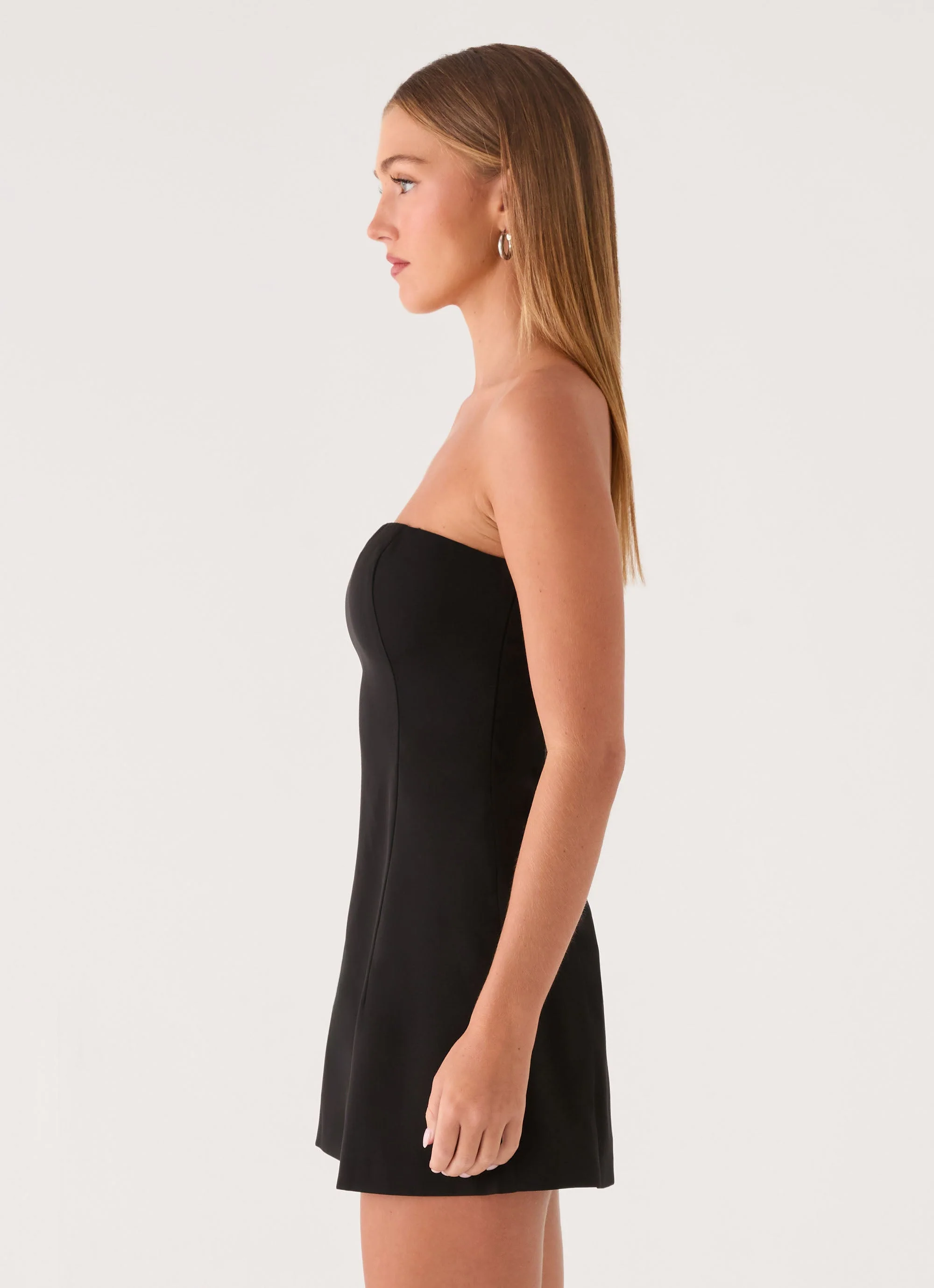 Della Strapless Mini Dress - Black - luluinthesky