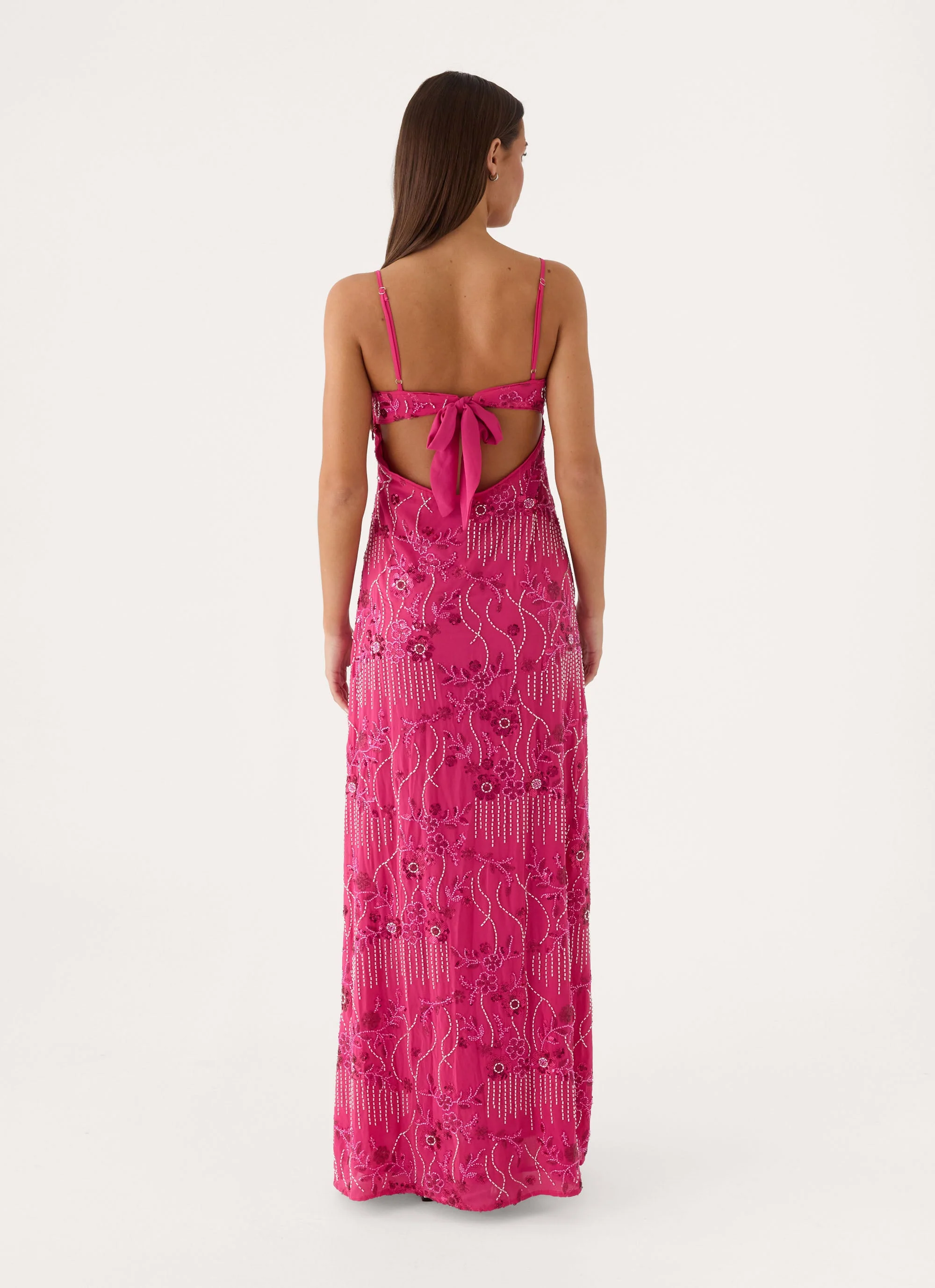 Celandine Beaded Maxi Dress - Sangria