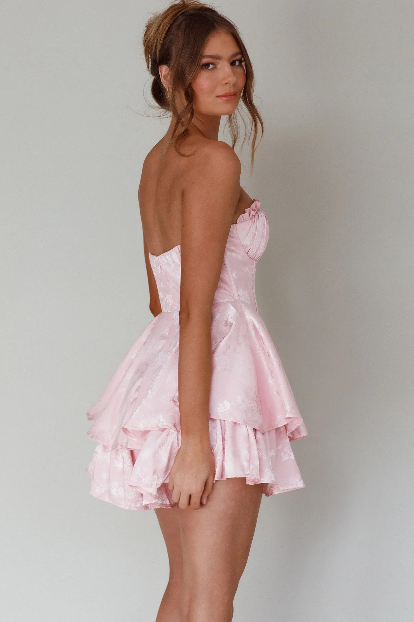 Paris Muse Gathered Bust Romper Pink