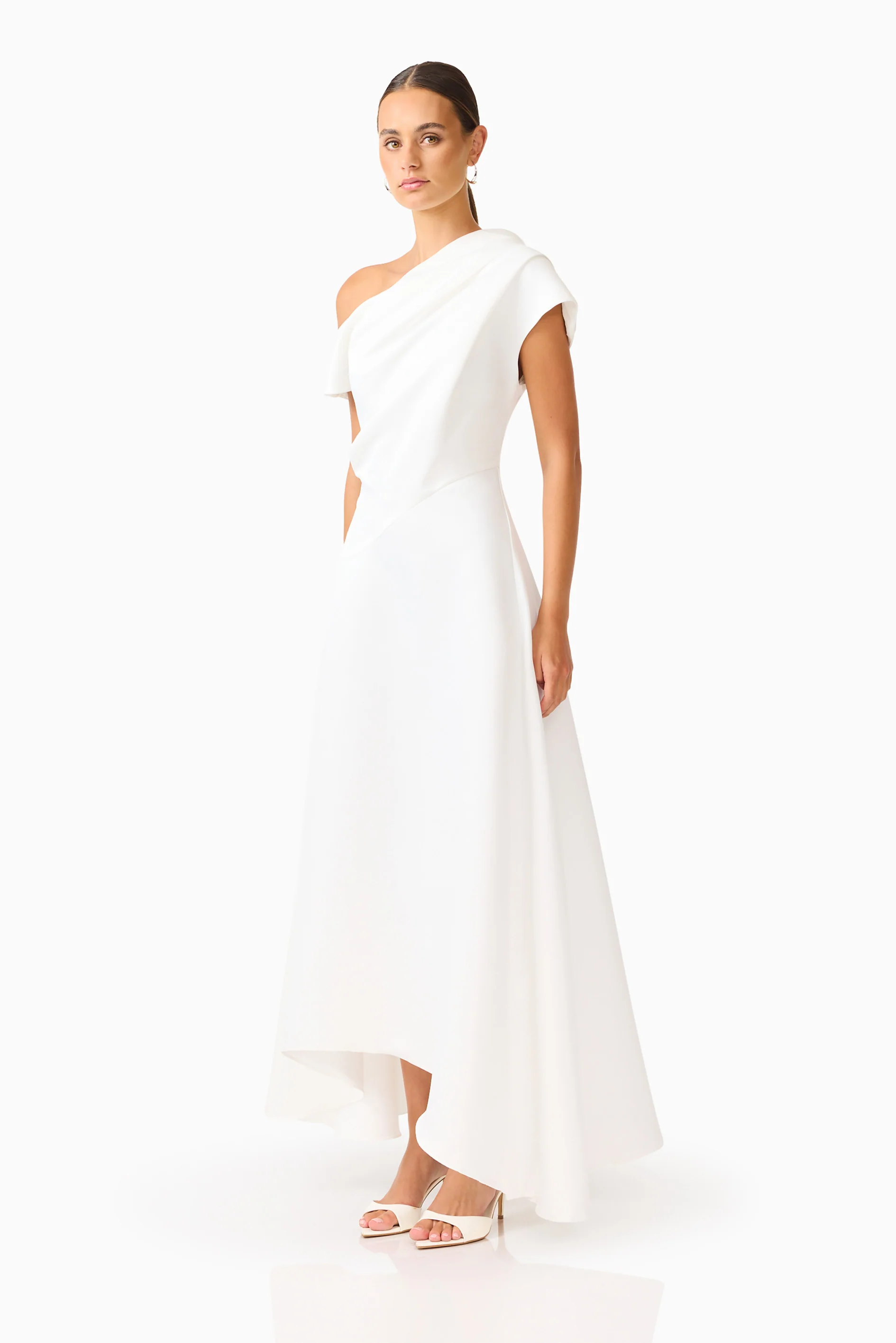 Marissa One Shoulder Gown in White