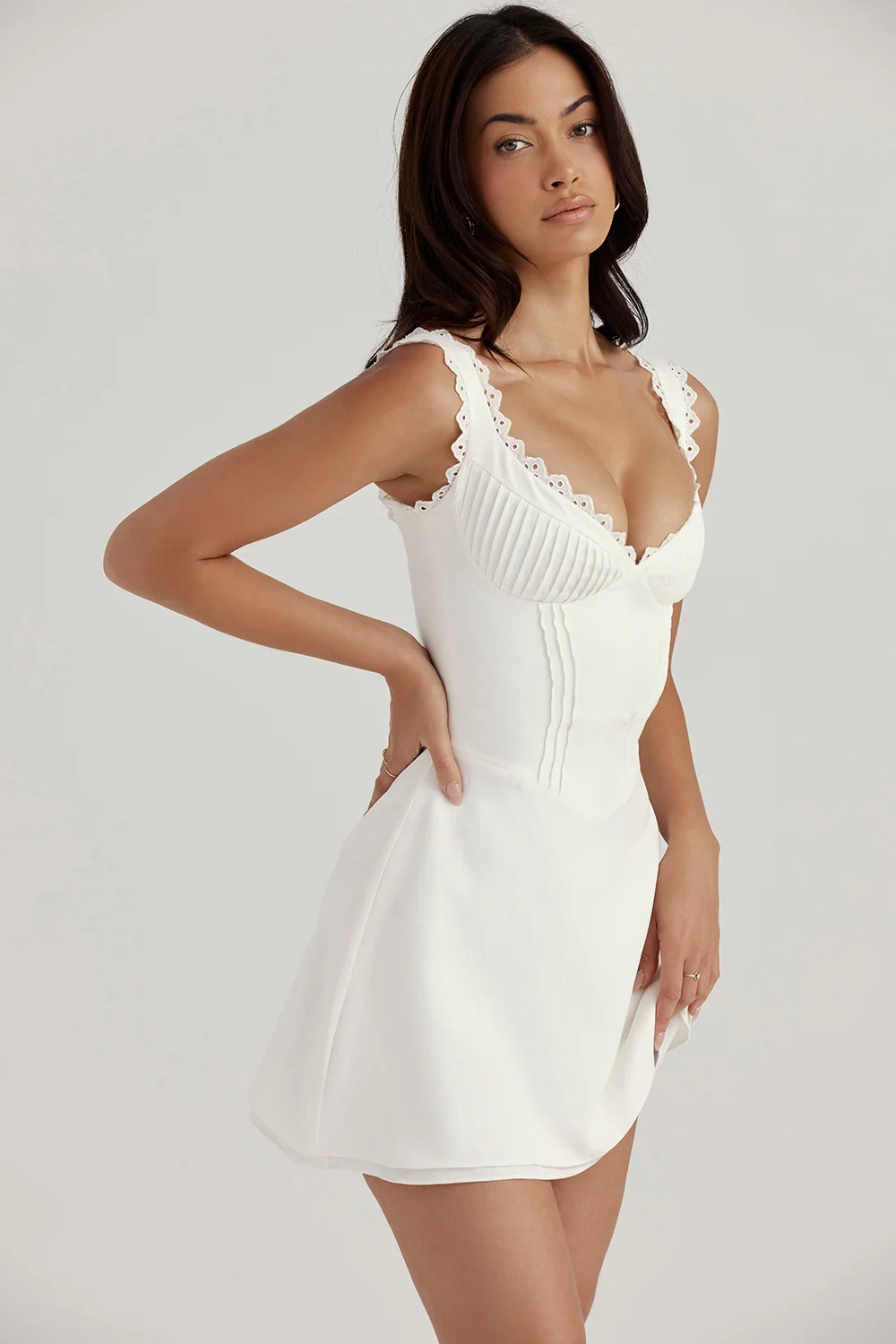 white pin tuck mini dress - luluinthesky