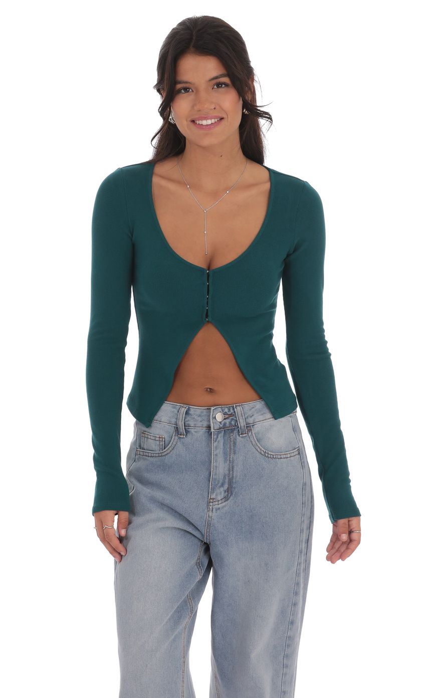 Ribbed Fly Away Top in Teal