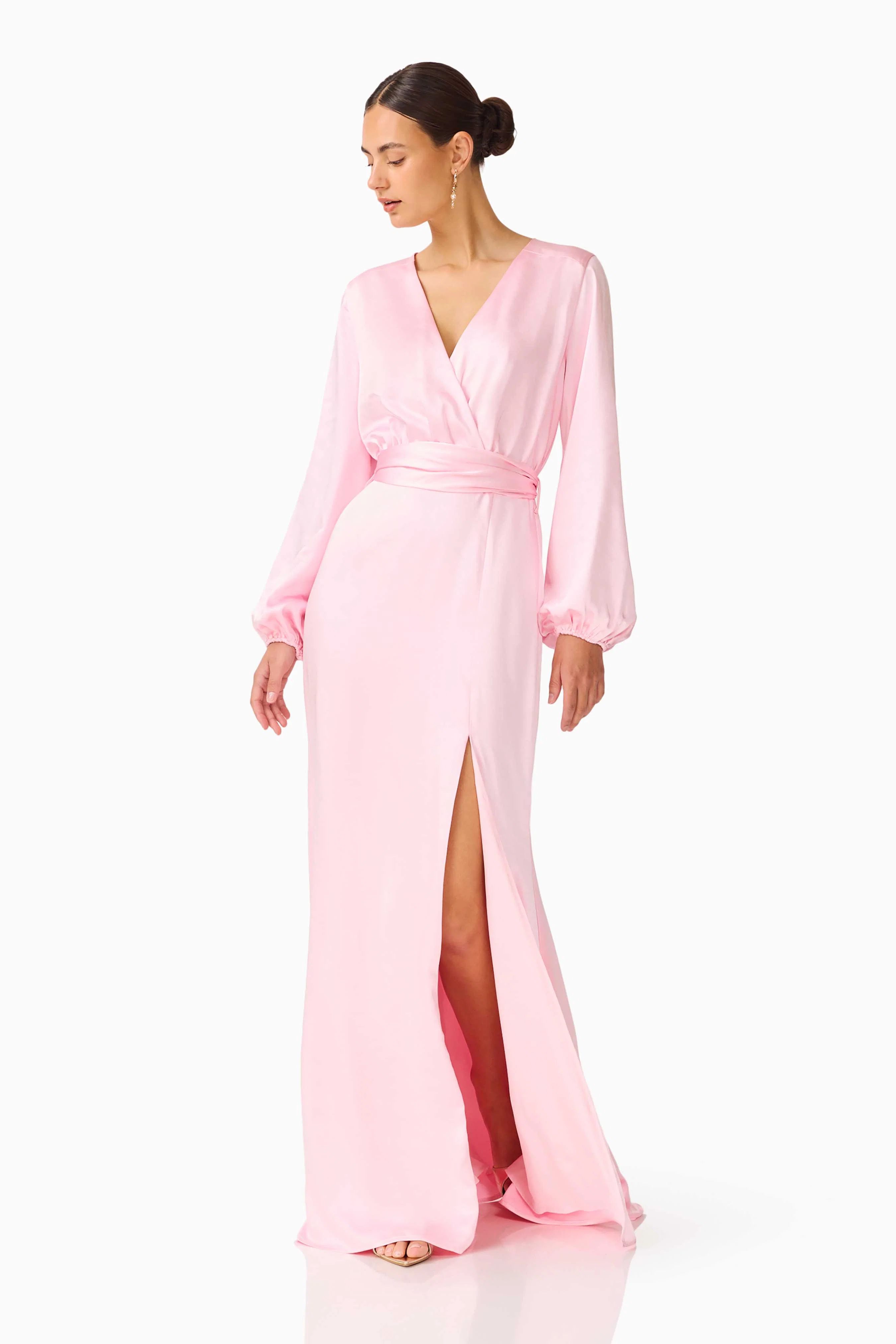 Kai Long Sleeve Maxi Dress in Pale Pink
