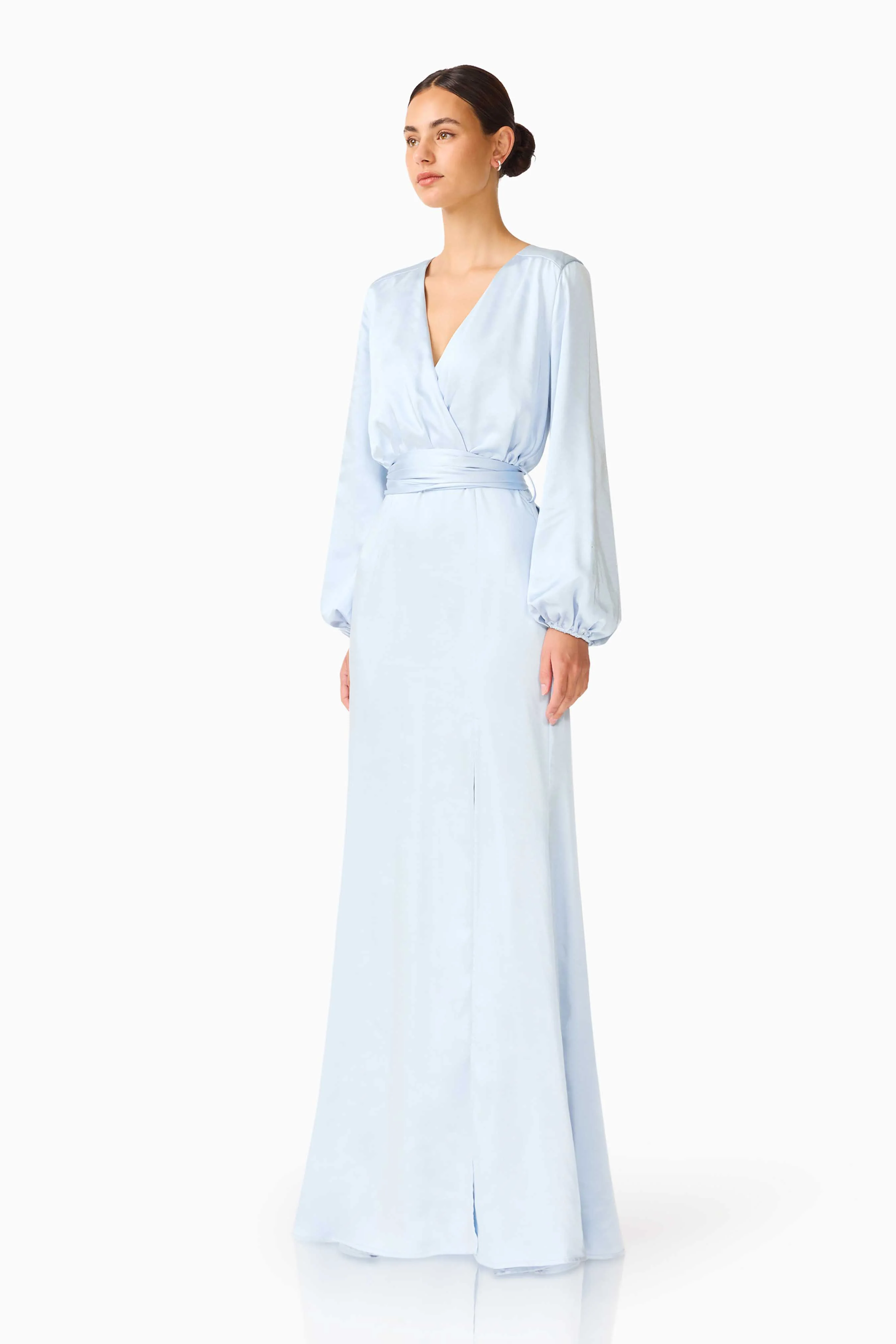 Kai Long Sleeve Maxi Dress in Pale Blue