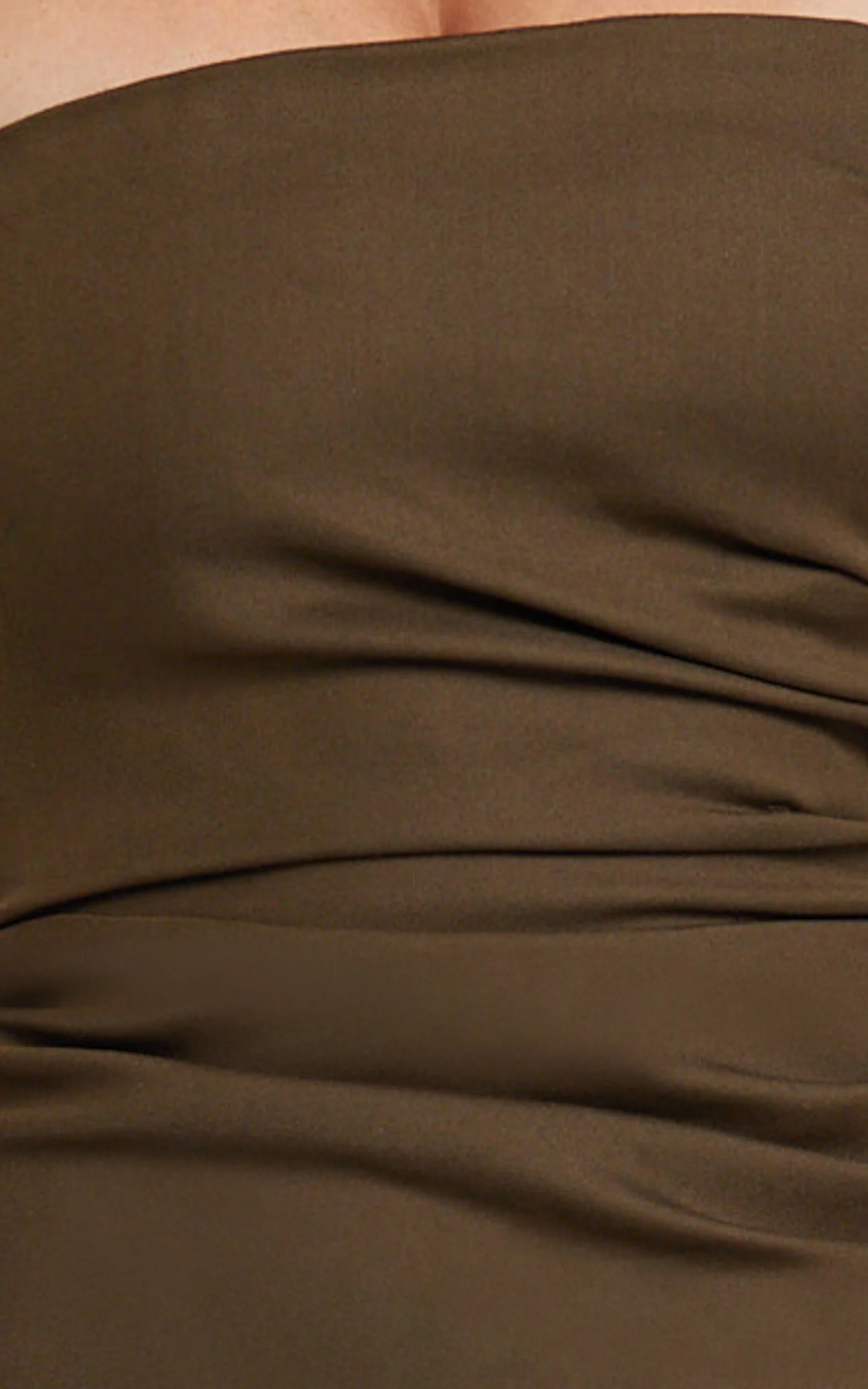 Jamie Maxi Dress - Strapless Ruched Fitted Column Dress in Chocolate