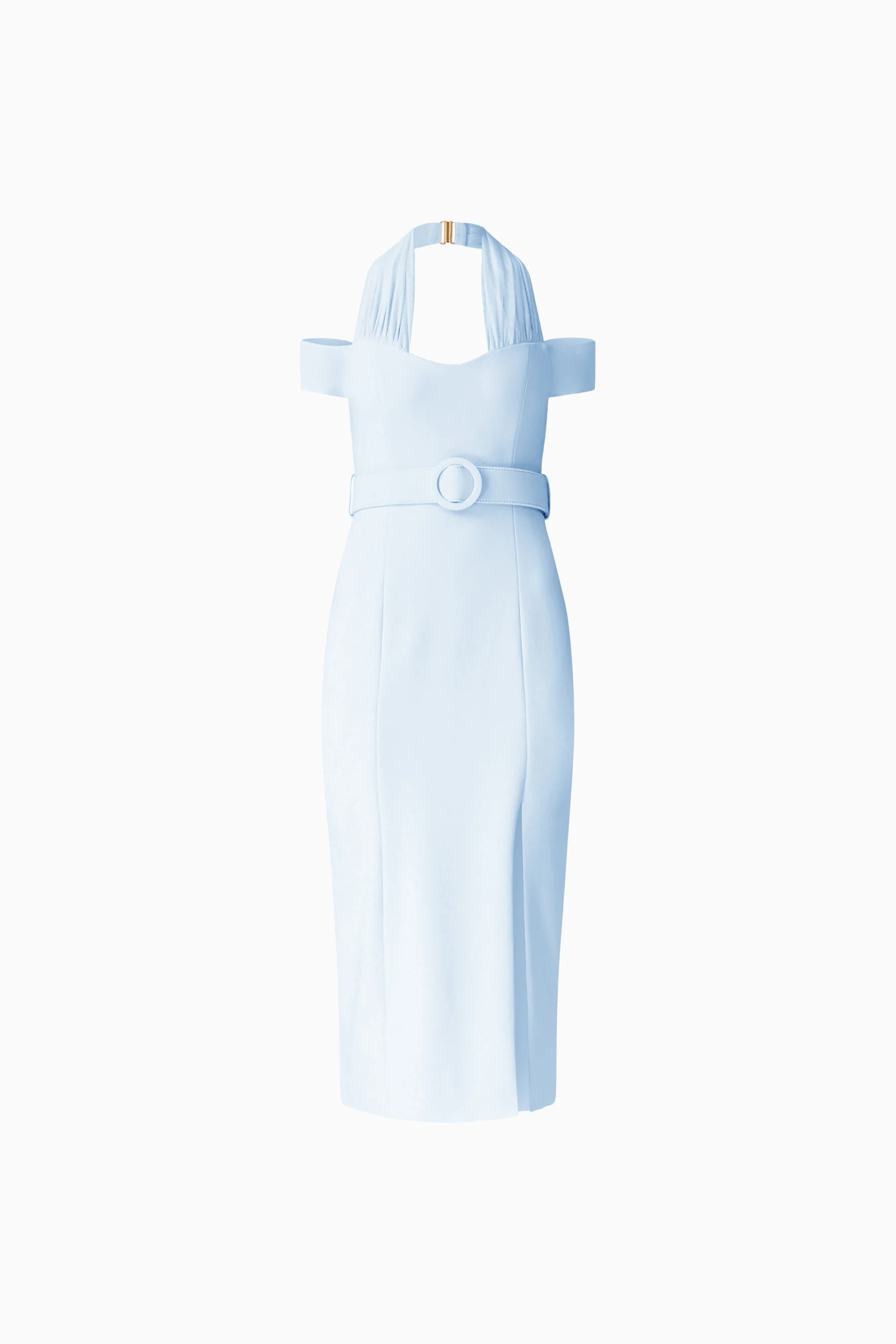 Ruby Halter Midi Dress in Blue