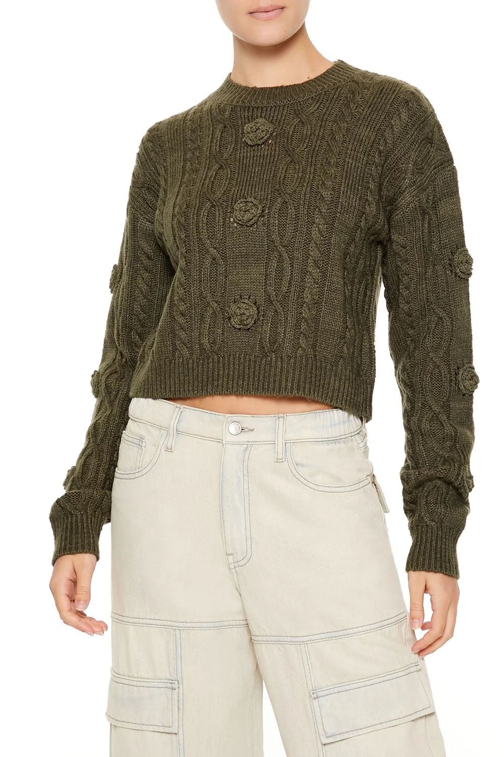Rosette Cable Knit Sweater