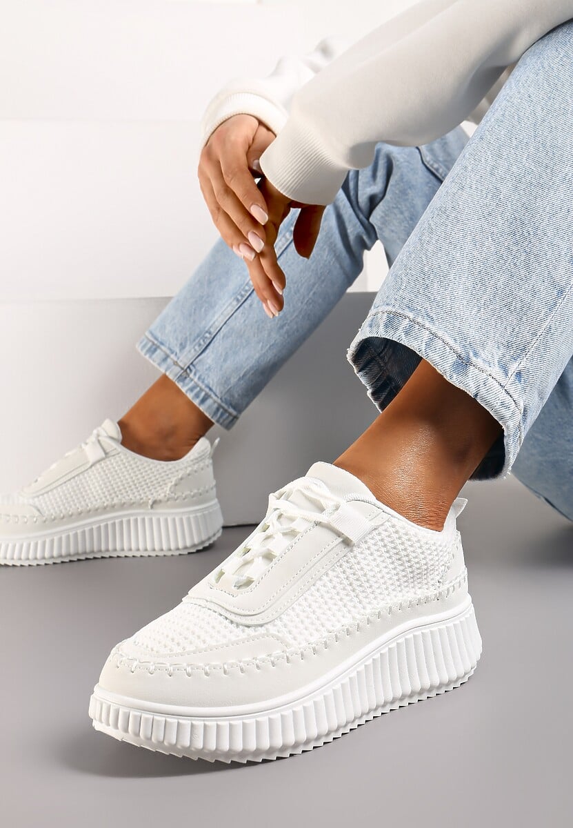 Różowo-Fioletowe Sznurowane Sneakersy na Platformie Dimakis