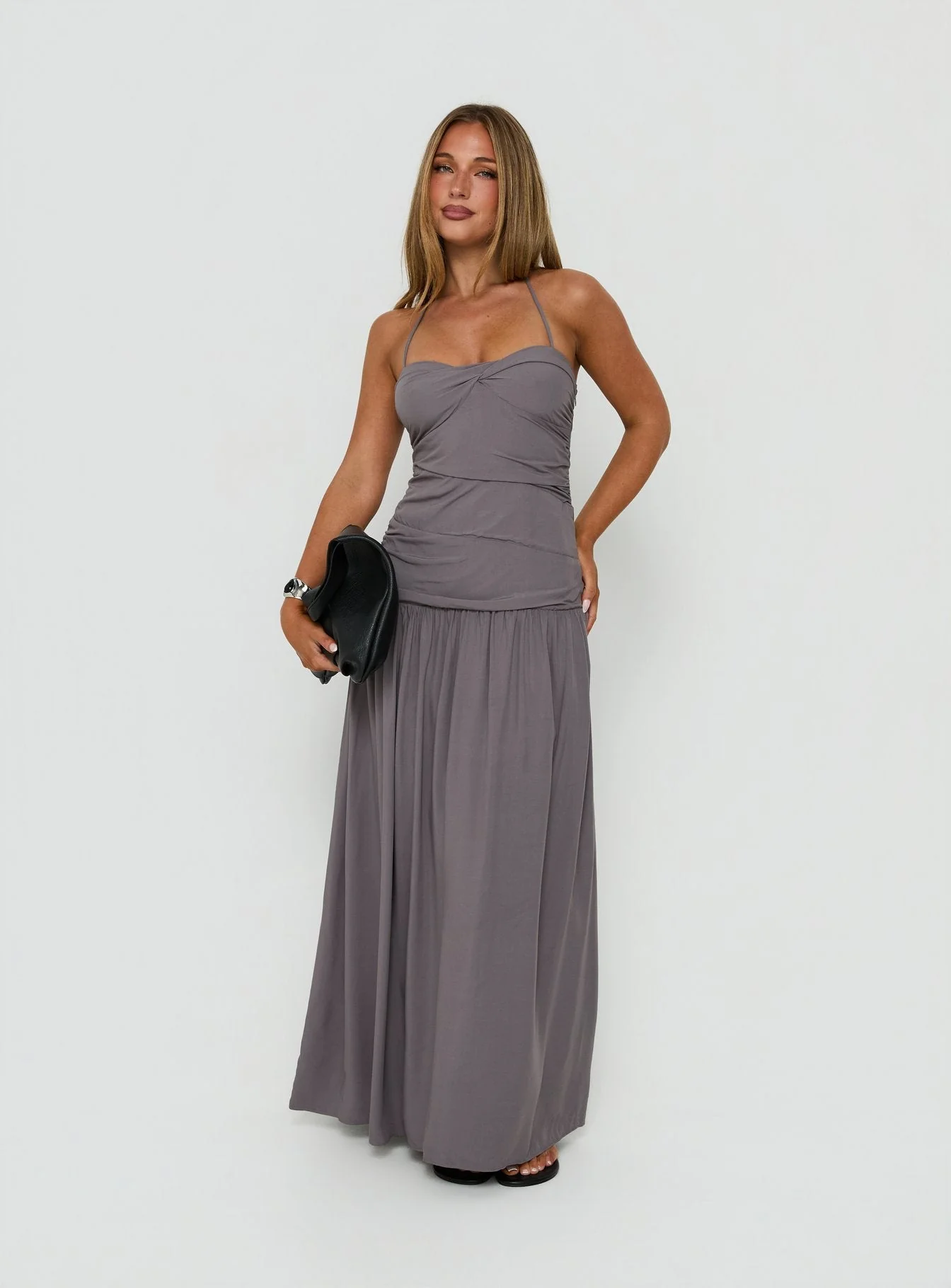 Marguerite Halter Maxi Dress Storm