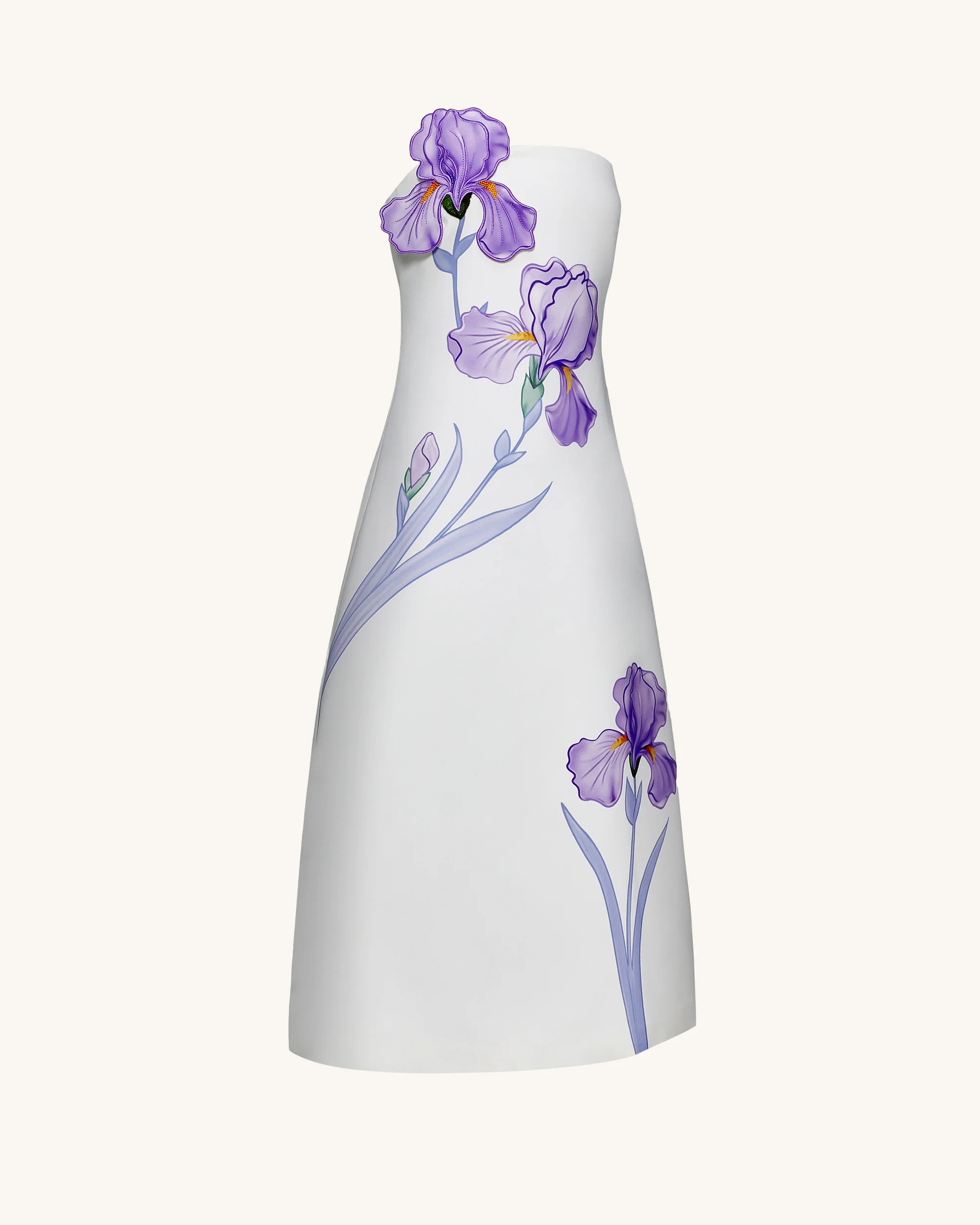 Iris Floral Print Strapless A-Line Maxi Dress - White