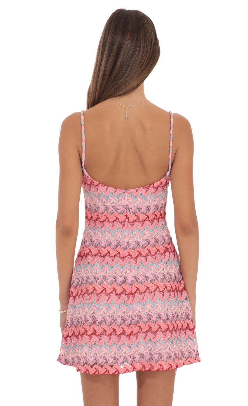 Scalloped Pattern Lace Mini Dress in Pink - luluinthesky