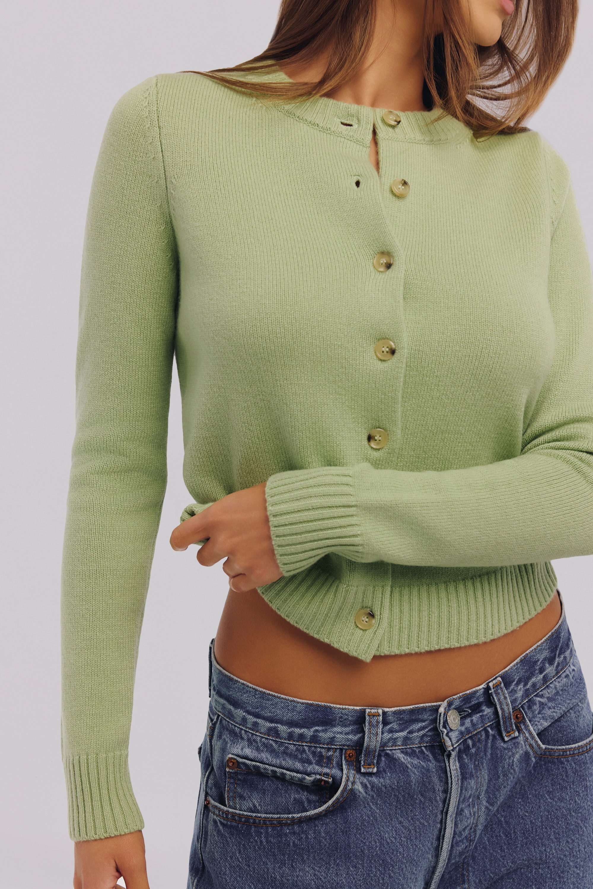 Matcha Cashmere + Merino Wool Cardigan