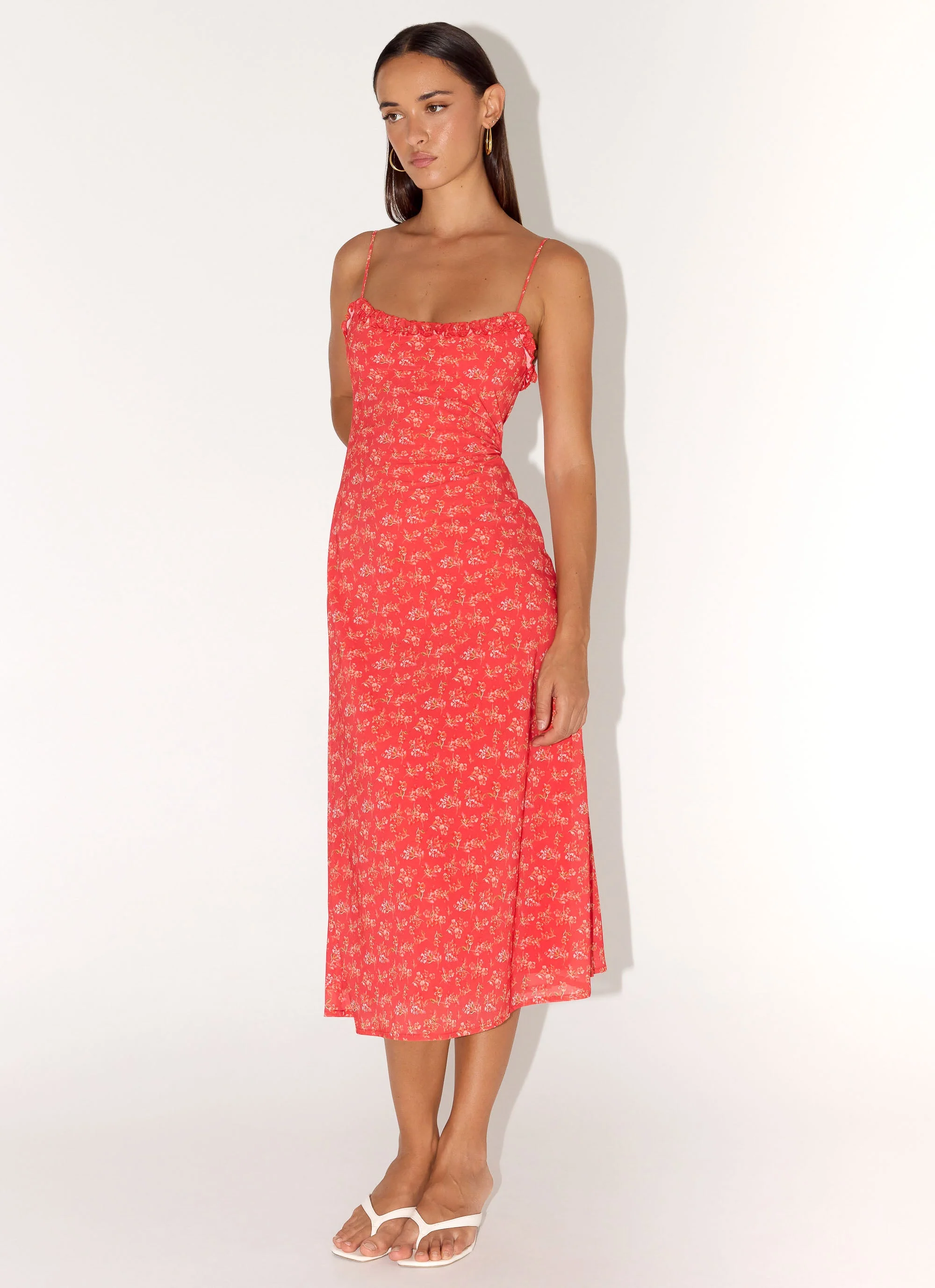 Kahlo Midi Dress - Magenta Red Rose - luluinthesky