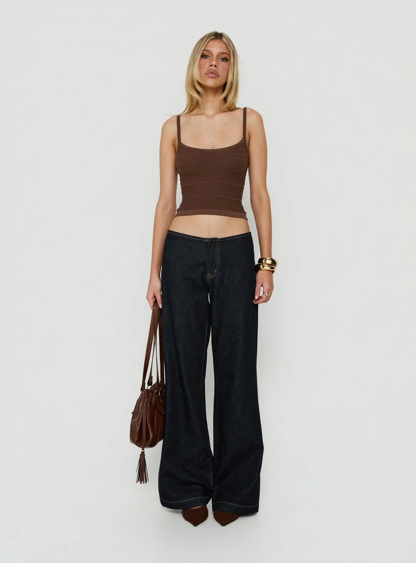Wilah Knit Tank Top Brown